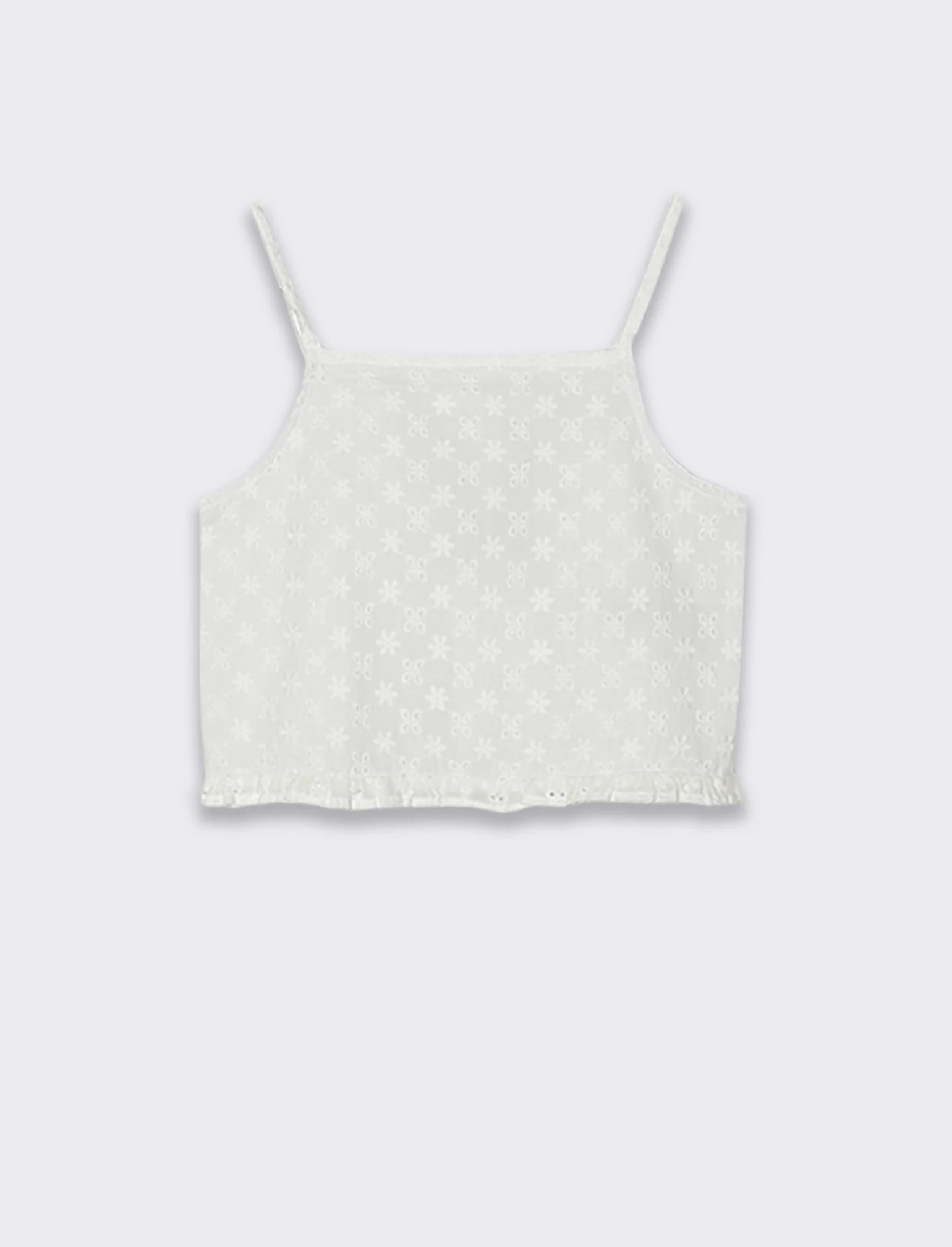Top in sangallo da bambina - Bianco sporco - Image 3