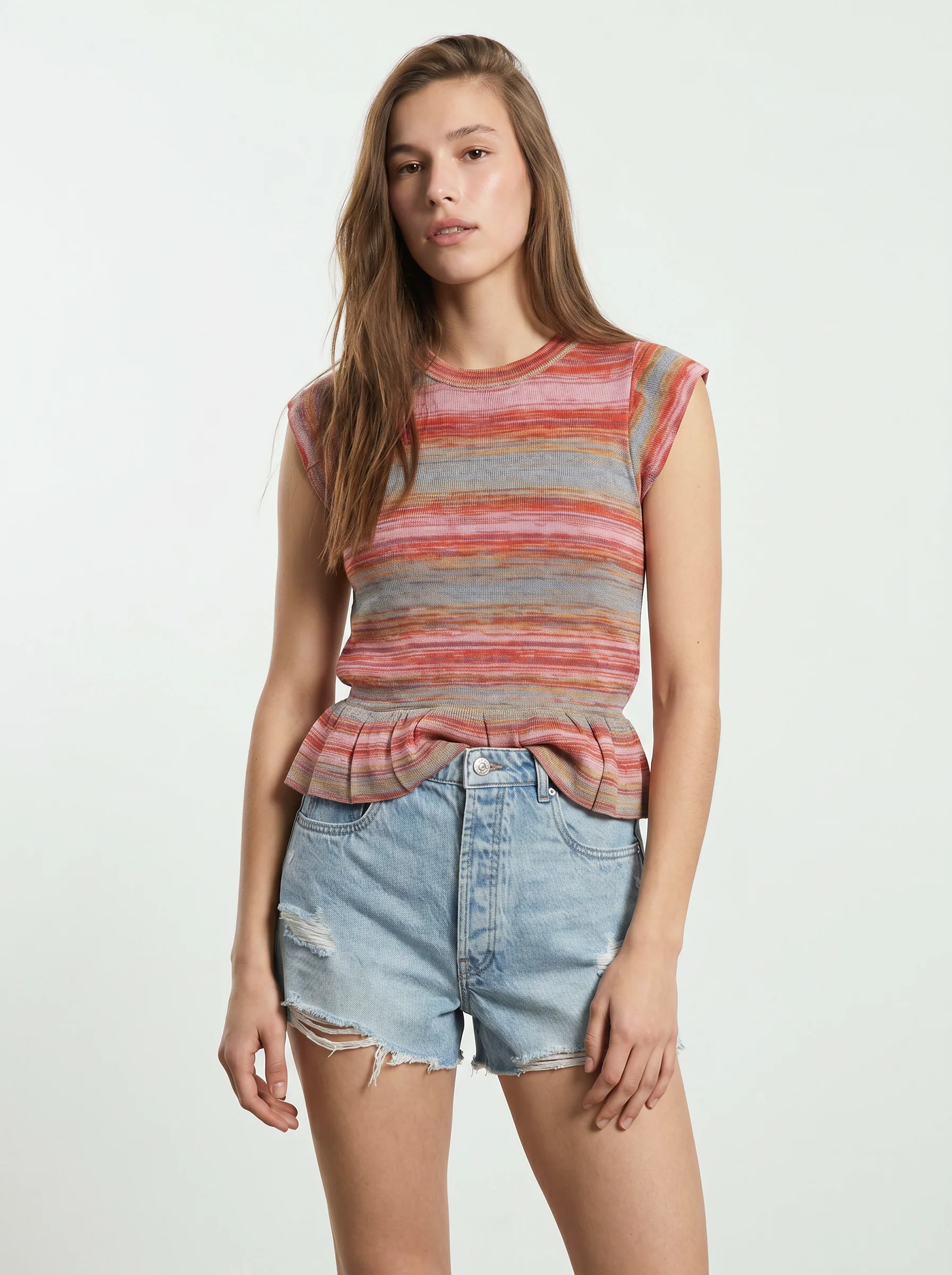 Top in tessuto effetto maglia righe - var 1 - Image 3