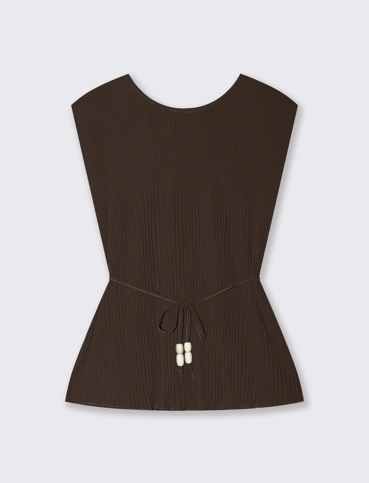 Top Plissettato con Spalline Imbottite - Moro