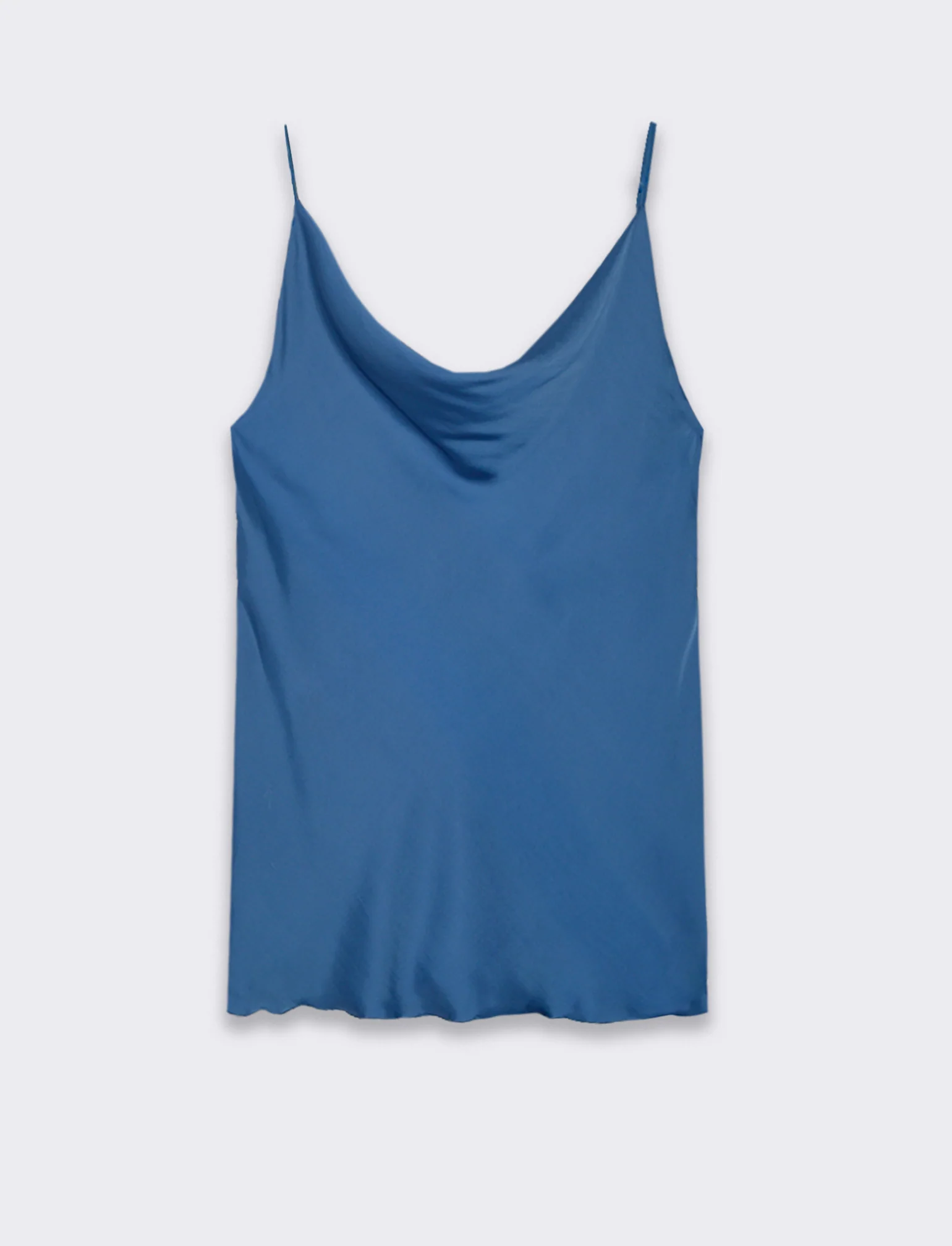 Top raso con bretelline elastiche - Denim - Image 3