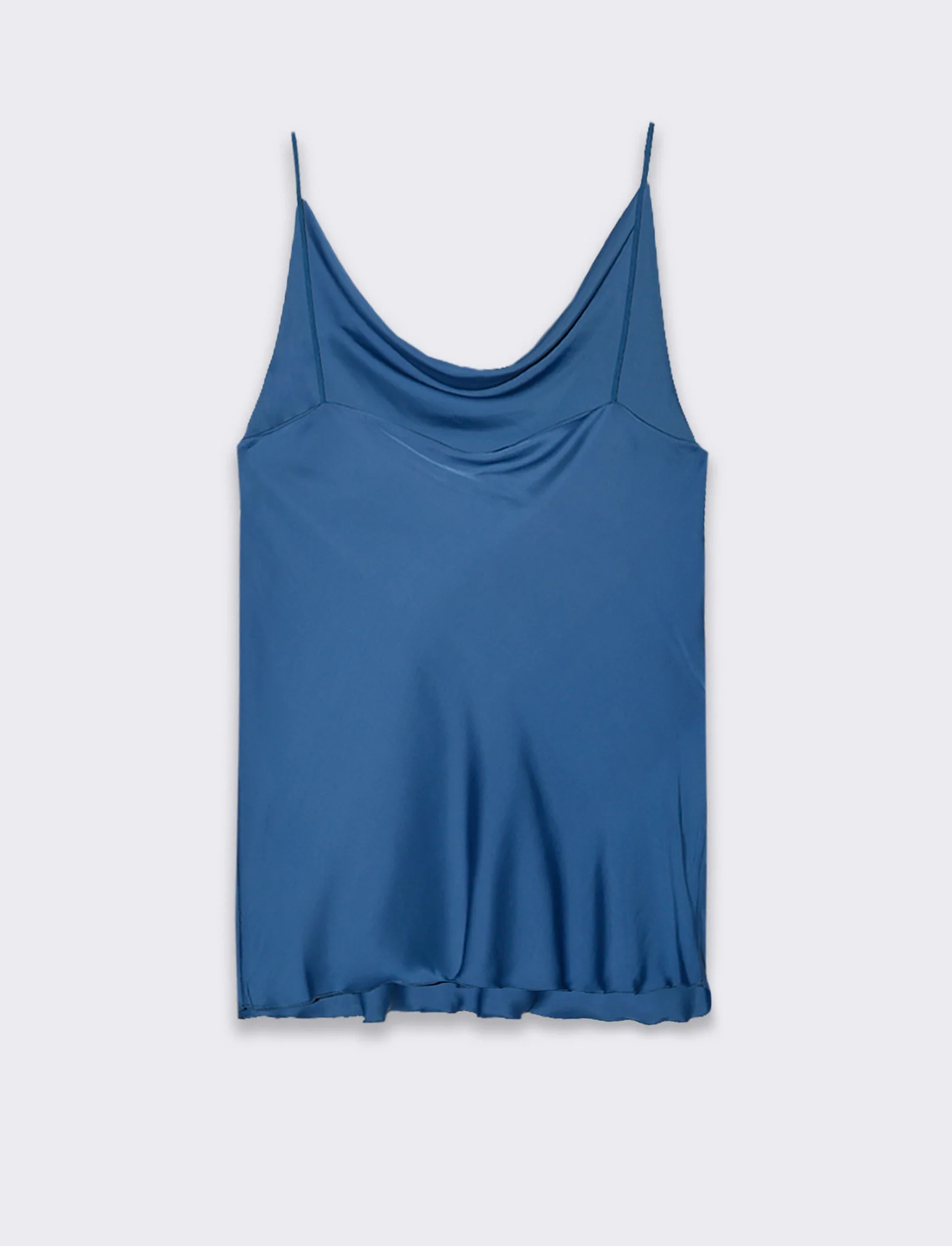 Top raso con bretelline elastiche - Denim - Image 4