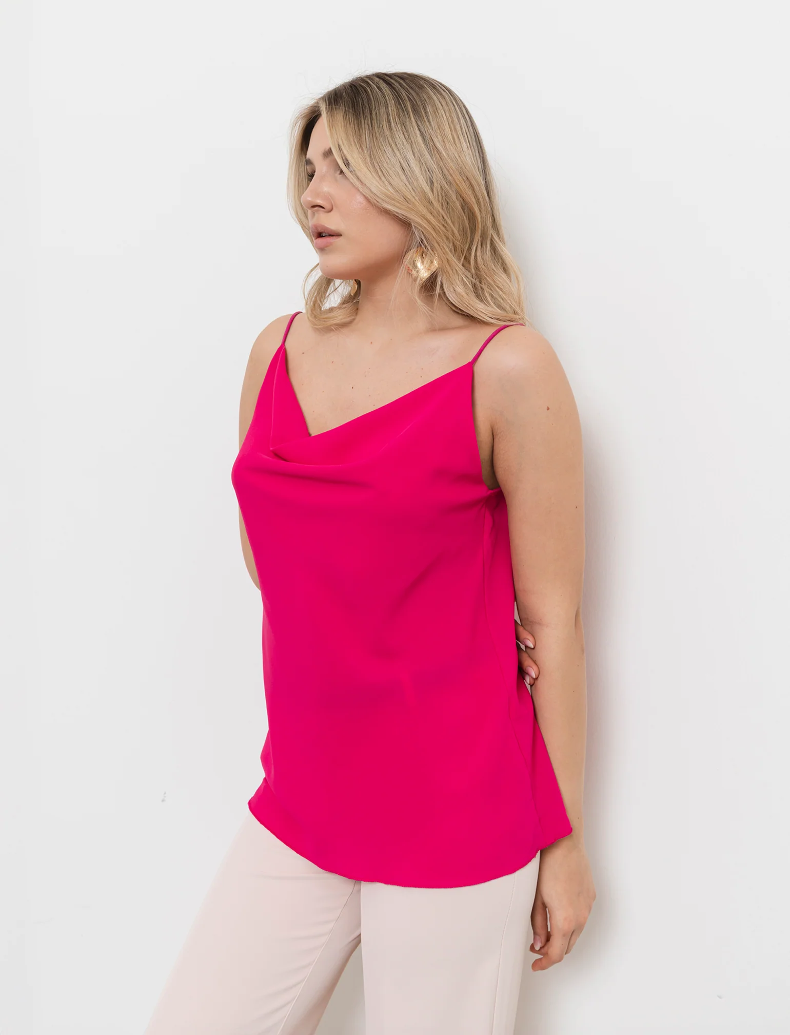 Top raso con bretelline elastiche - Fuxia azalea - Image 2