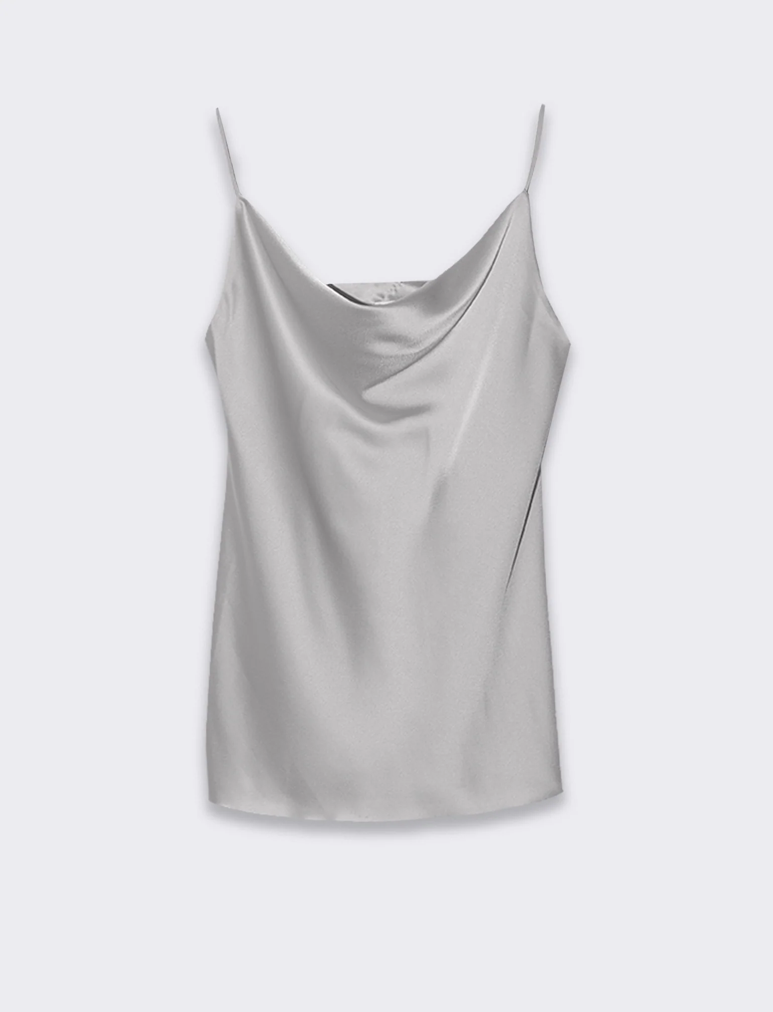 Top raso con bretelline elastiche - Grigio - Image 2