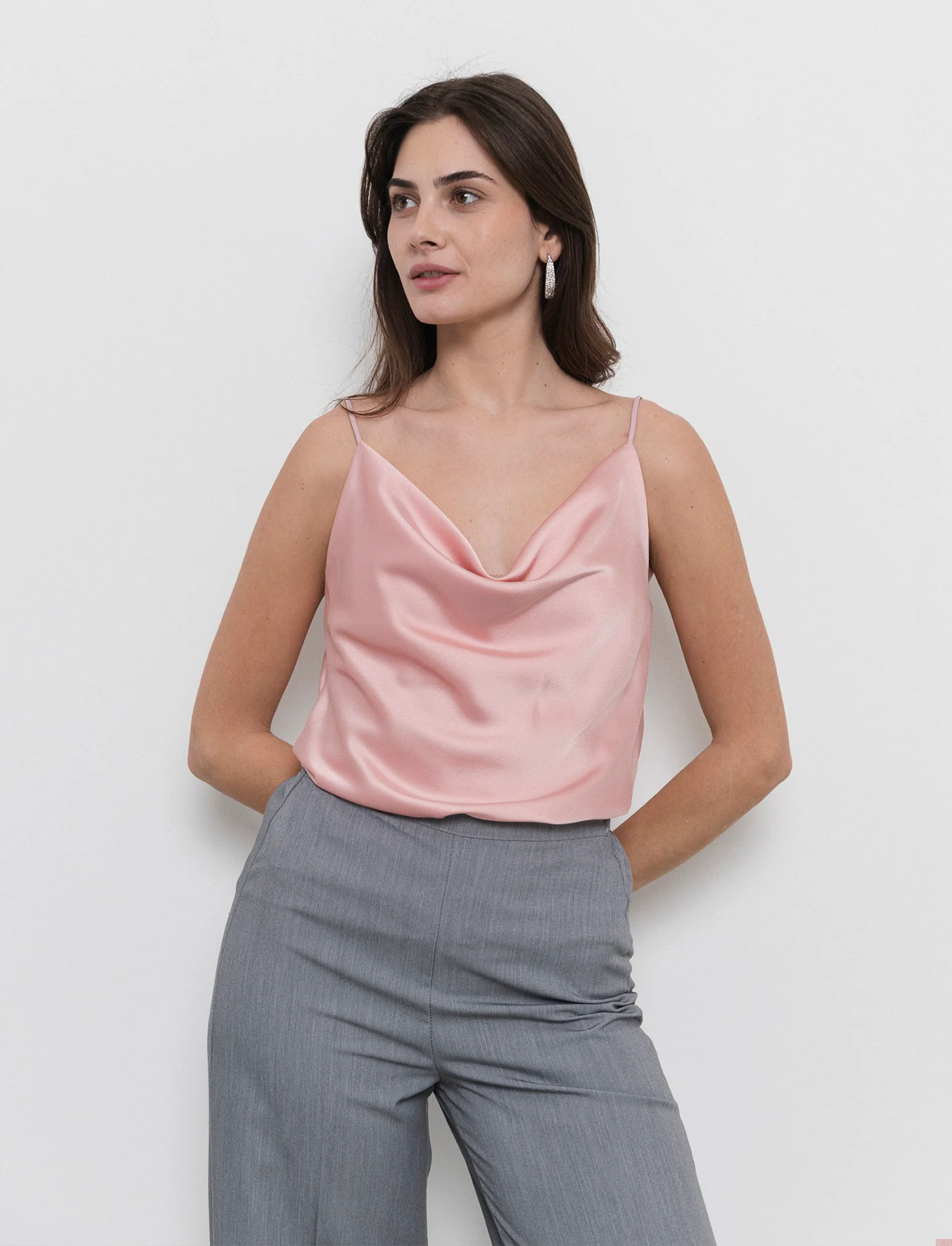 Top raso con bretelline elastiche - Rosa