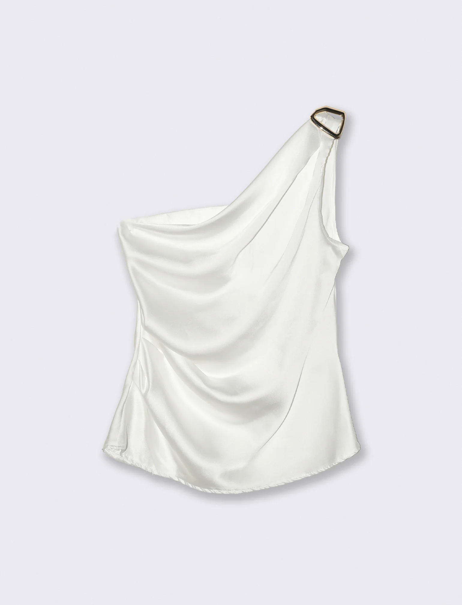 Top raso monospalla con accessorio - Bianco - Image 3