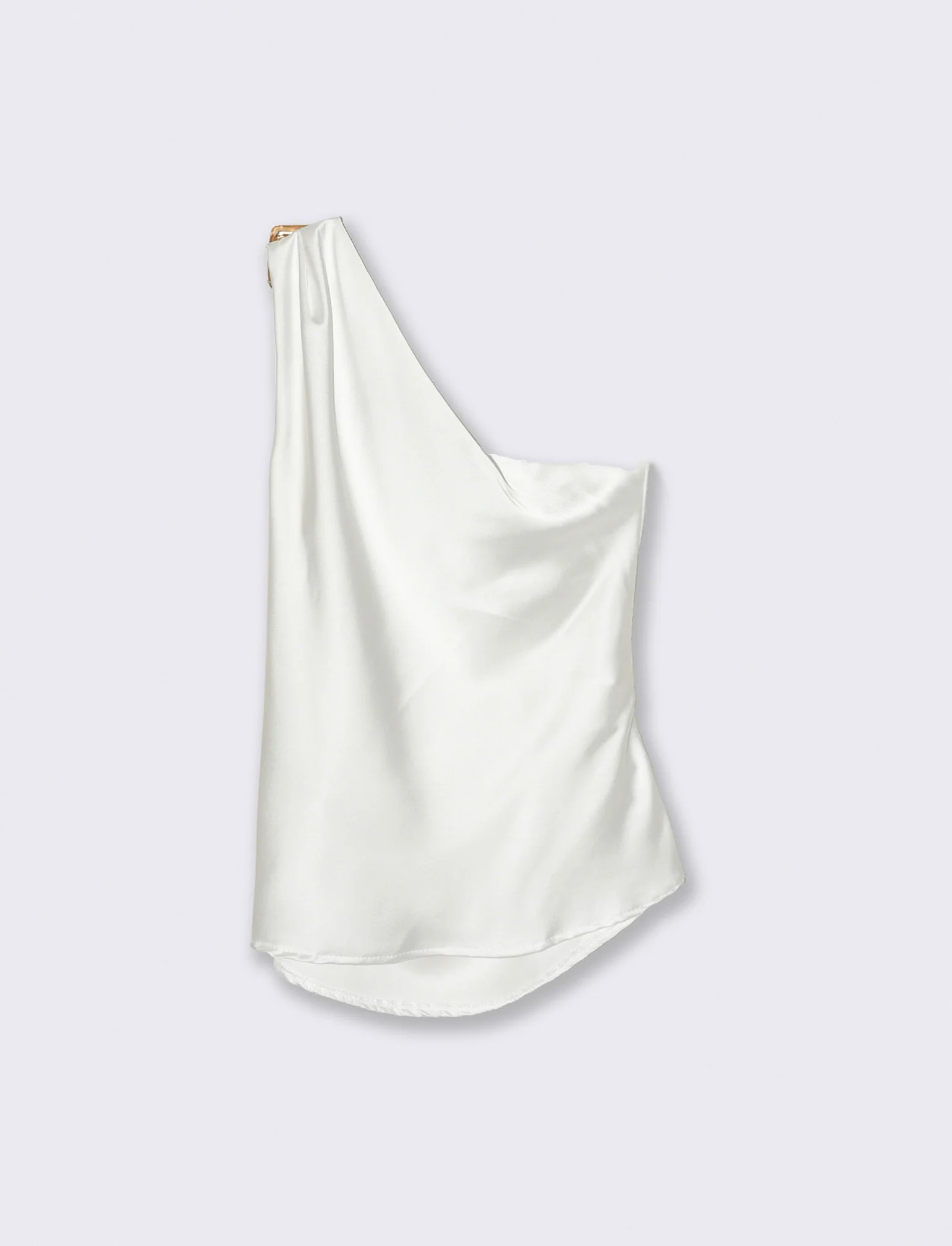 Top raso monospalla con accessorio - Bianco - Image 4