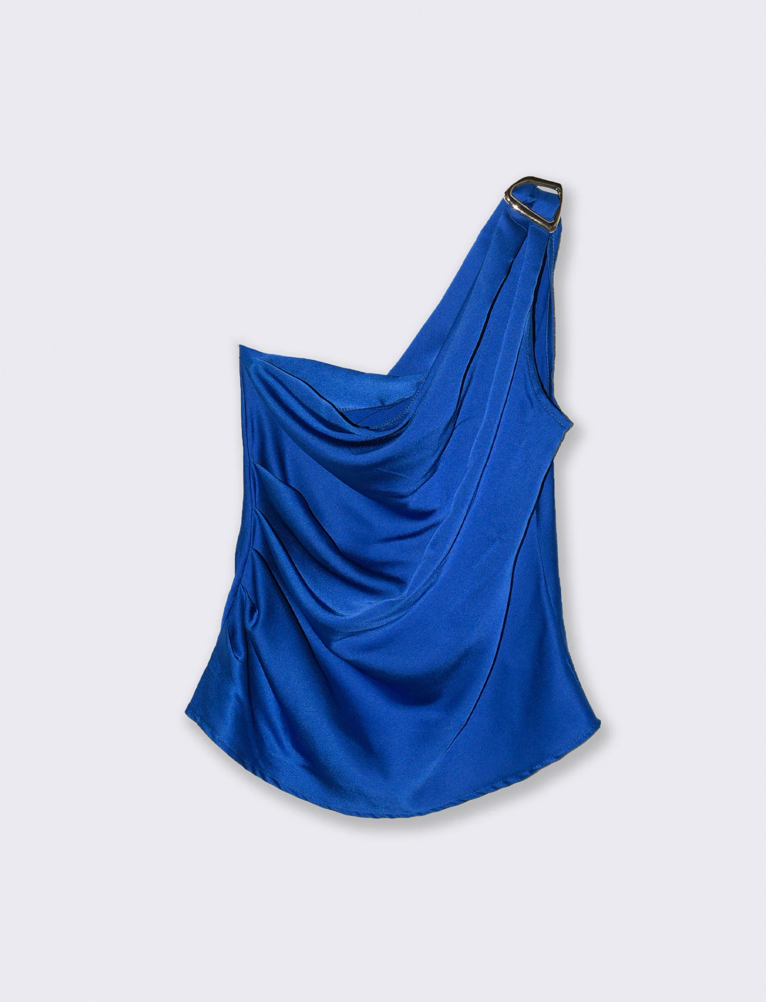 Top raso monospalla con accessorio - Bluette - Image 3