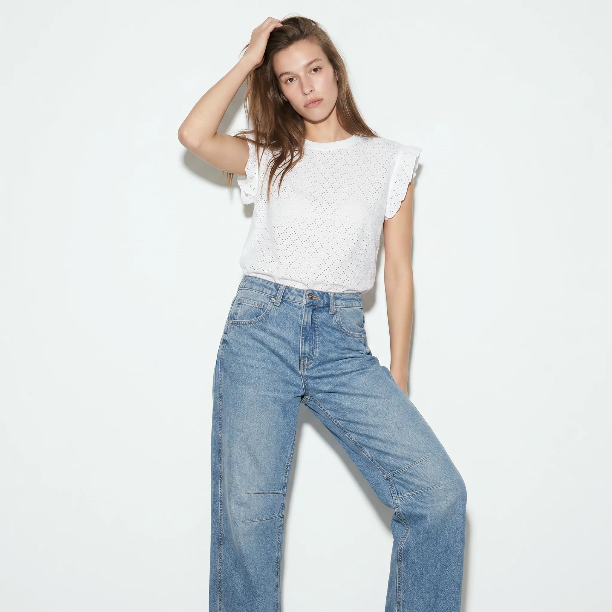 Top Rouches con Girocollo e Maniche - Bianco - Image 3