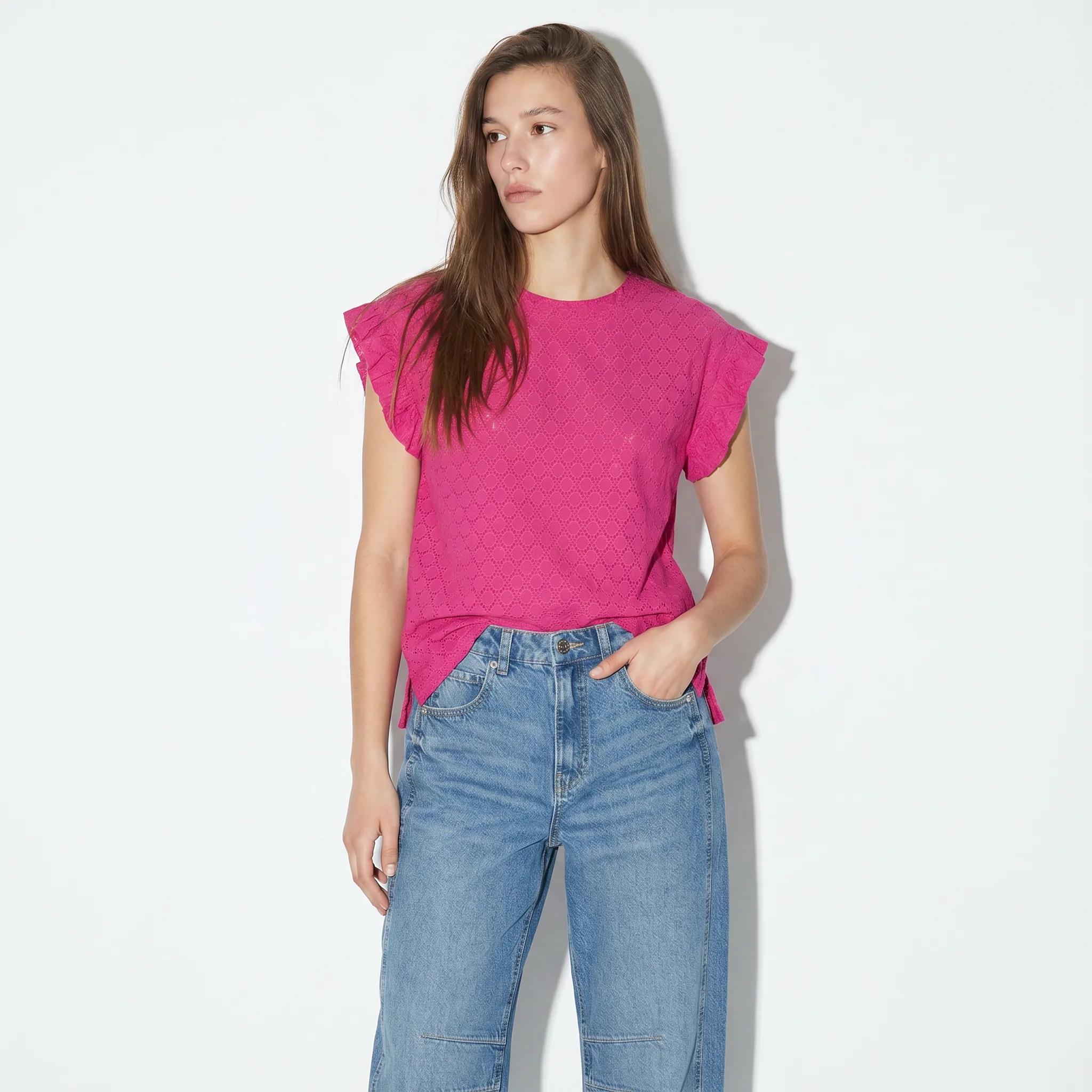 Top Rouches con Girocollo e Maniche - Fuxia - Image 4