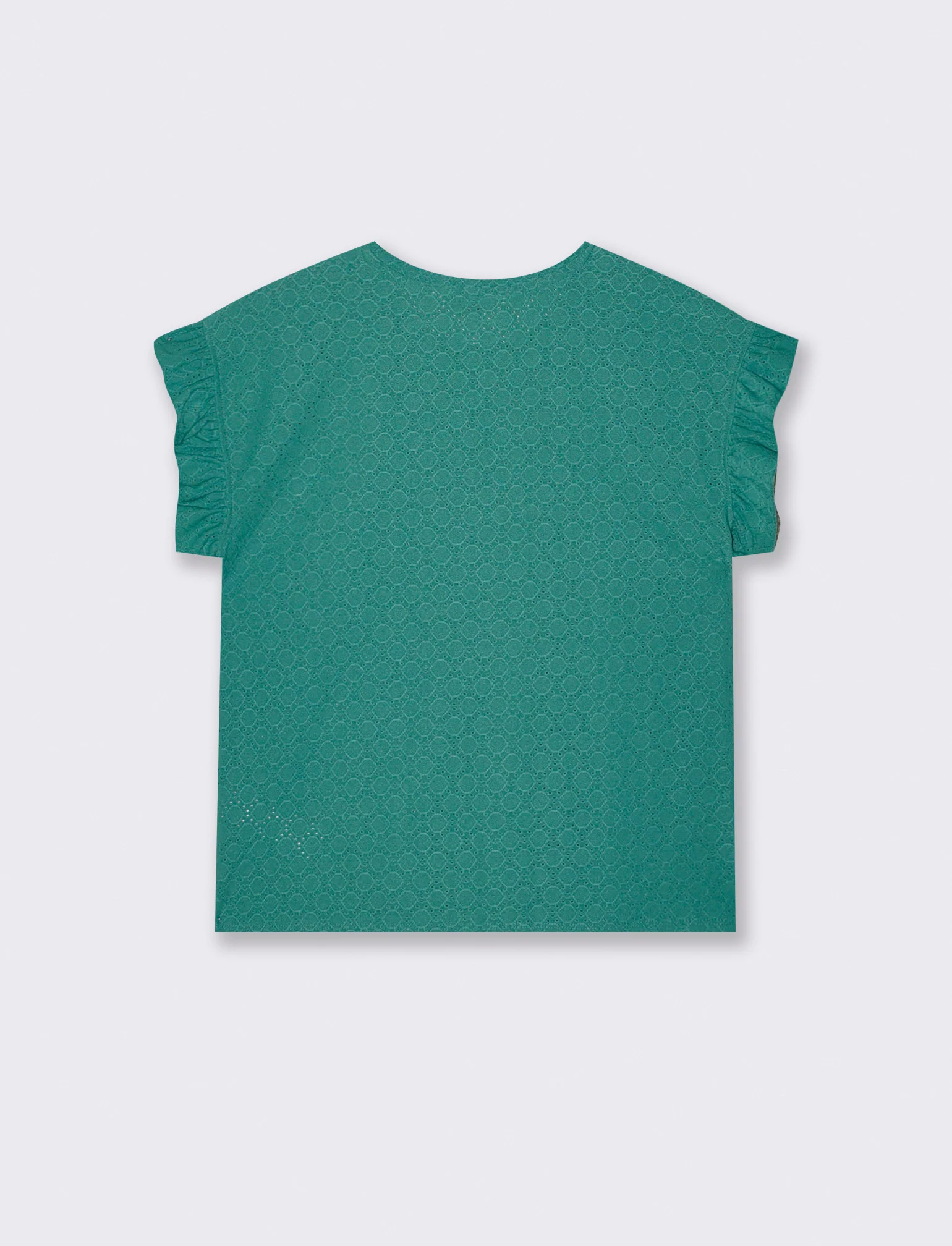 Top Rouches con Girocollo e Maniche - Verde smeraldo - Image 2