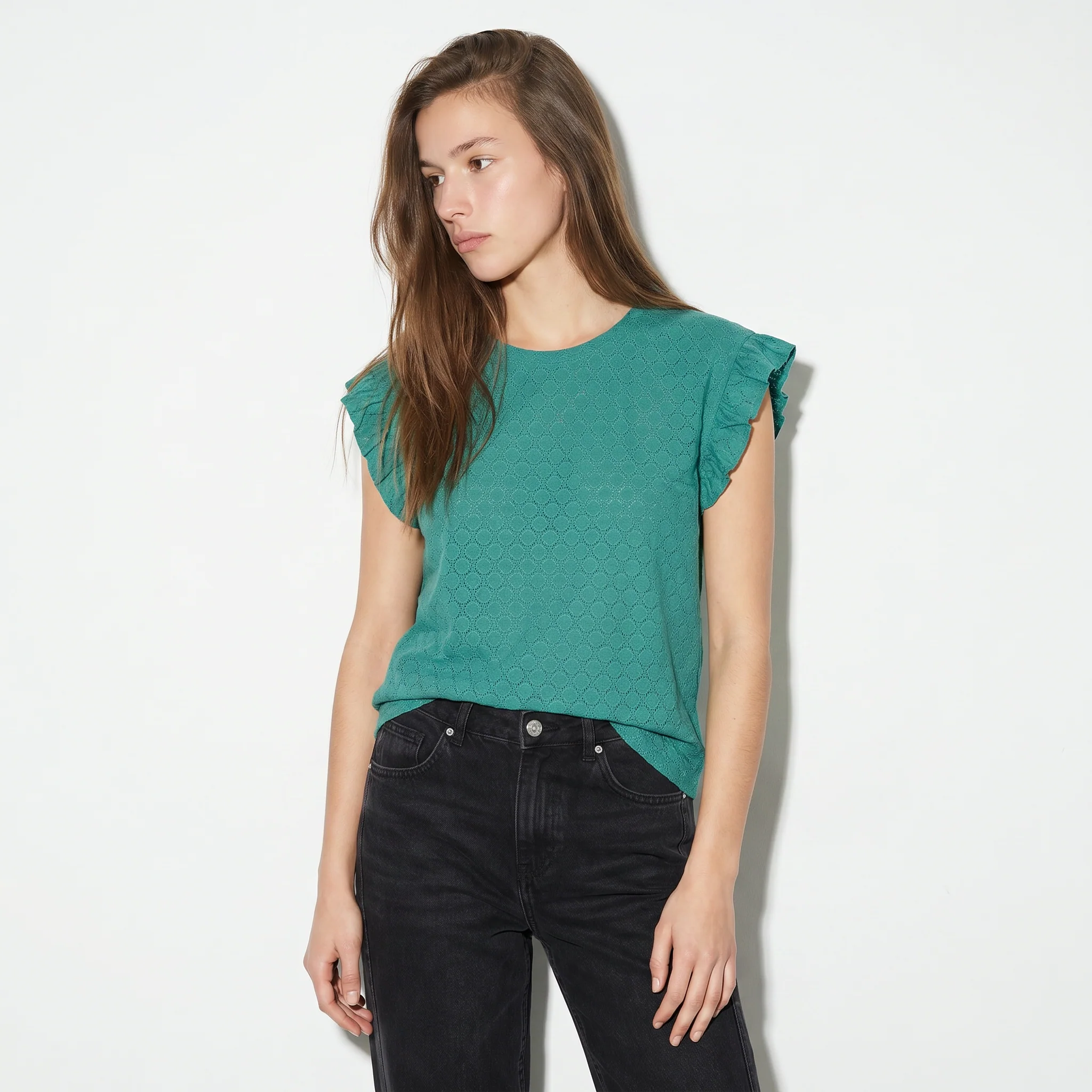 Top Rouches con Girocollo e Maniche - Verde smeraldo - Image 4