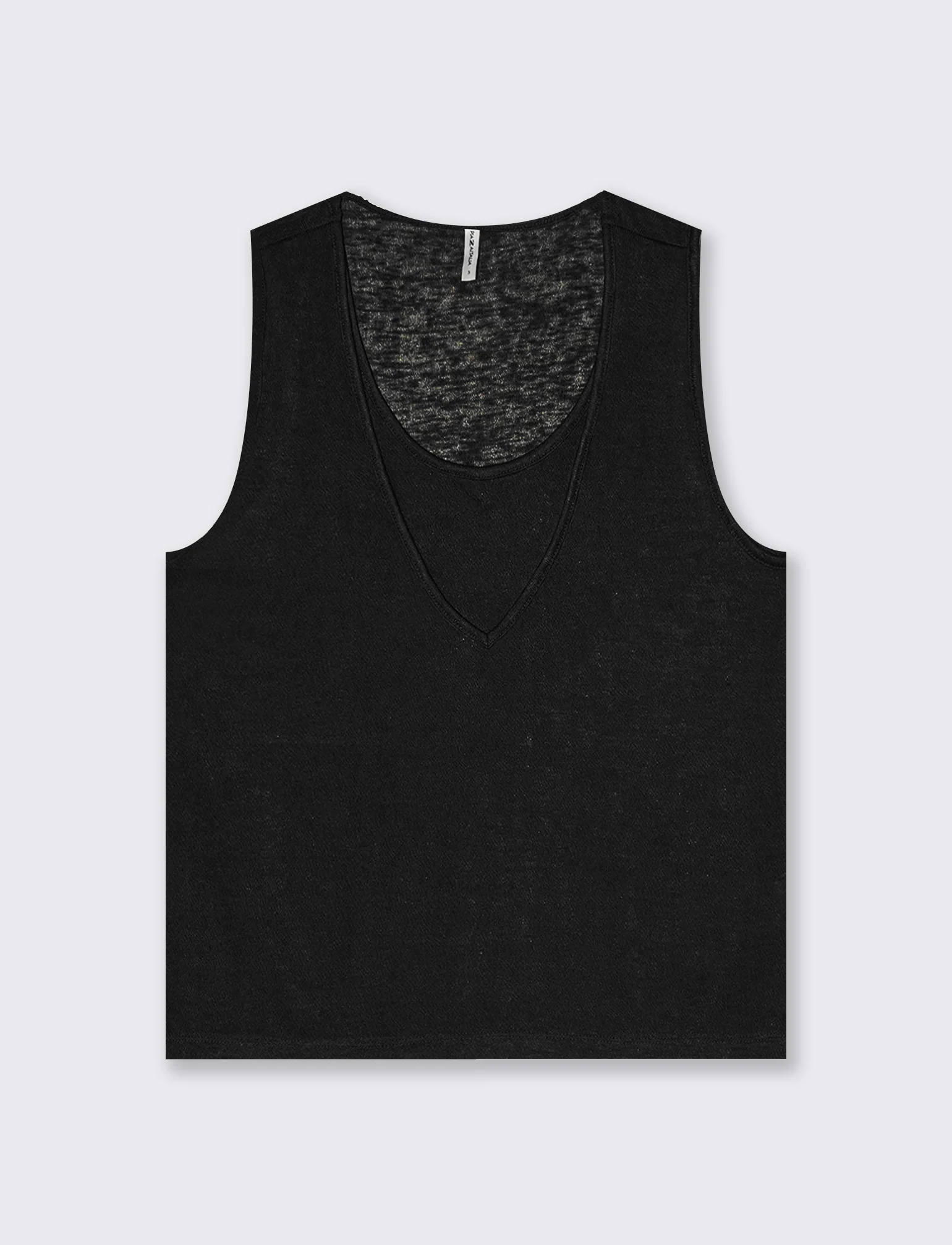 Top Scollo a V con Inserto Svasato - Nero