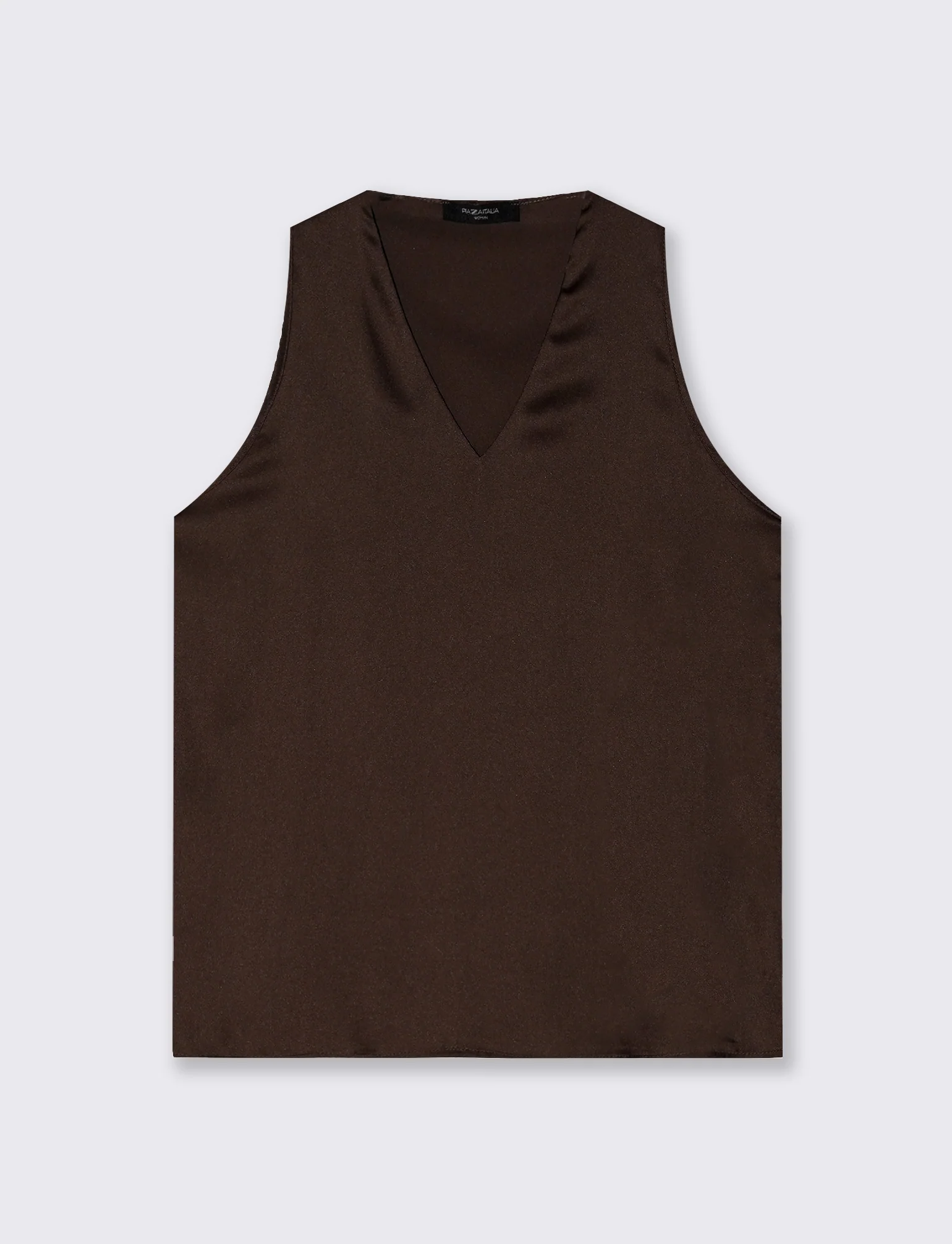 Top Scollo a V in Tessuto Leggero - Beige