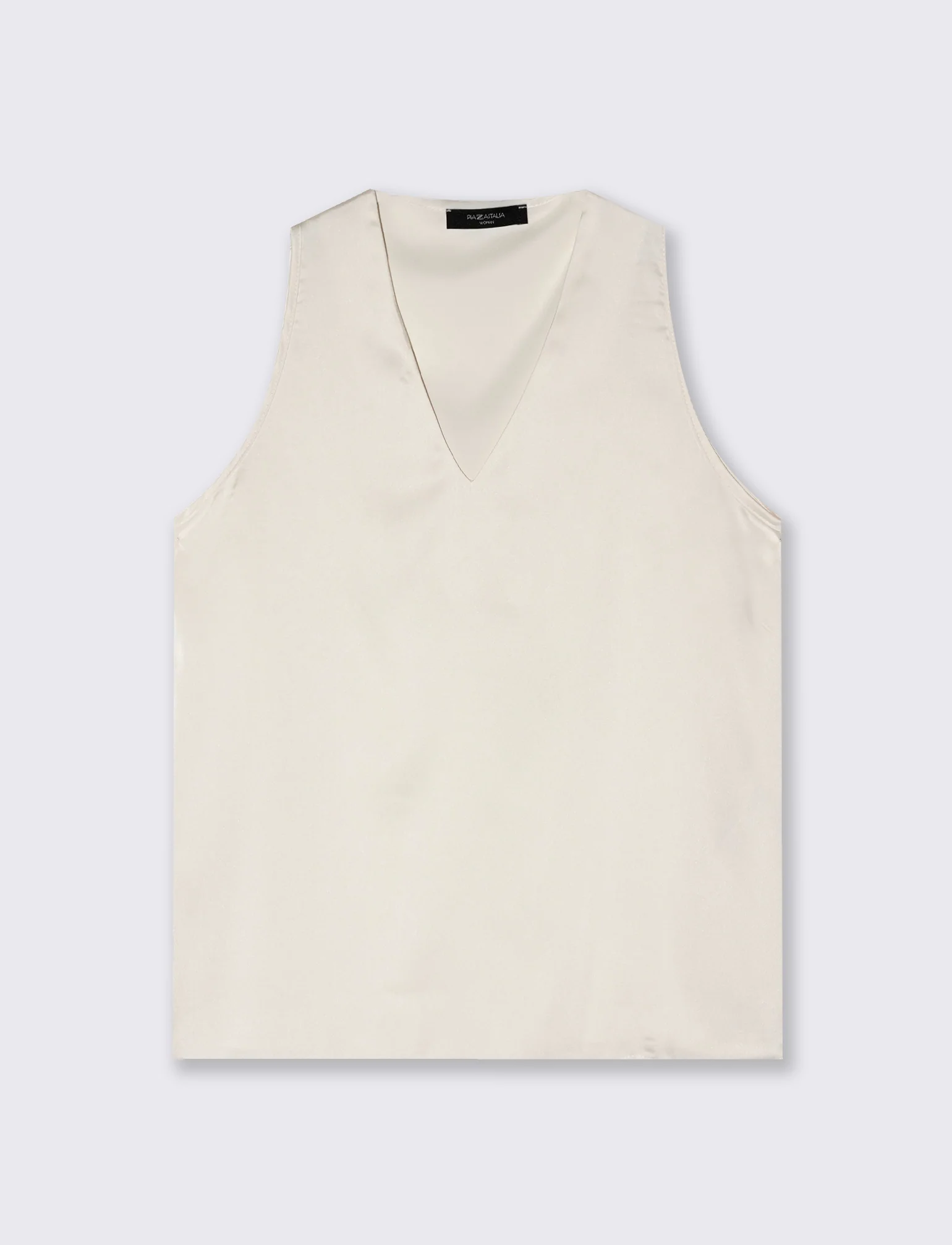 Top Scollo a V in Tessuto Leggero - Bianco panna