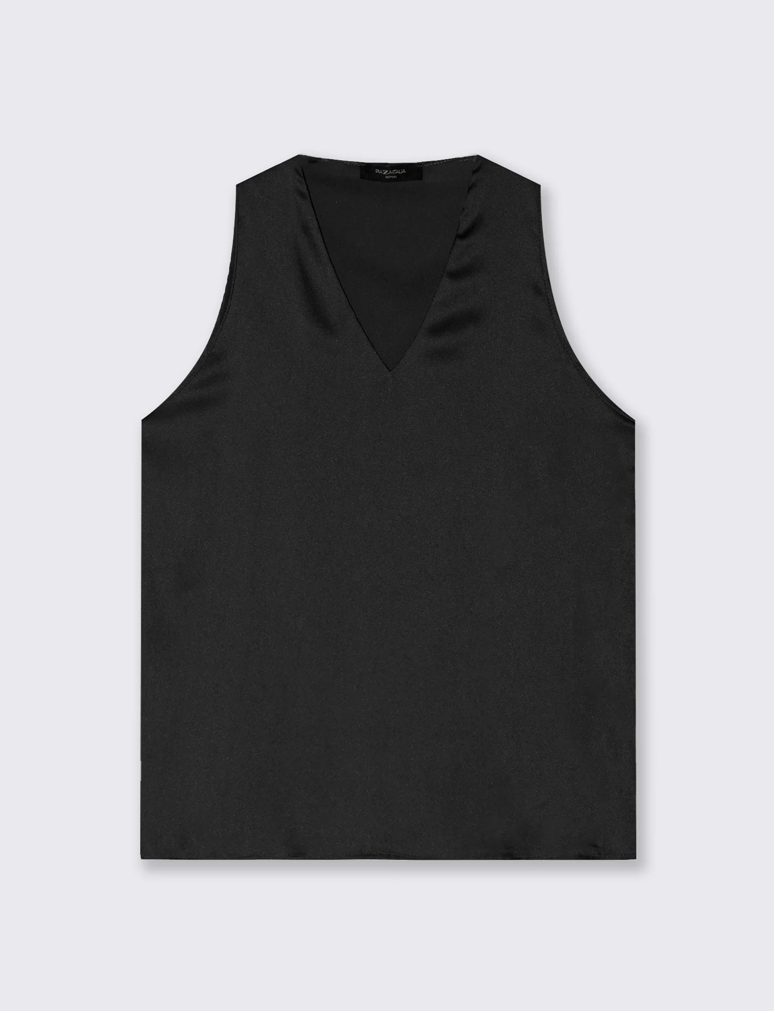 Top Scollo a V in Tessuto Leggero - Nero
