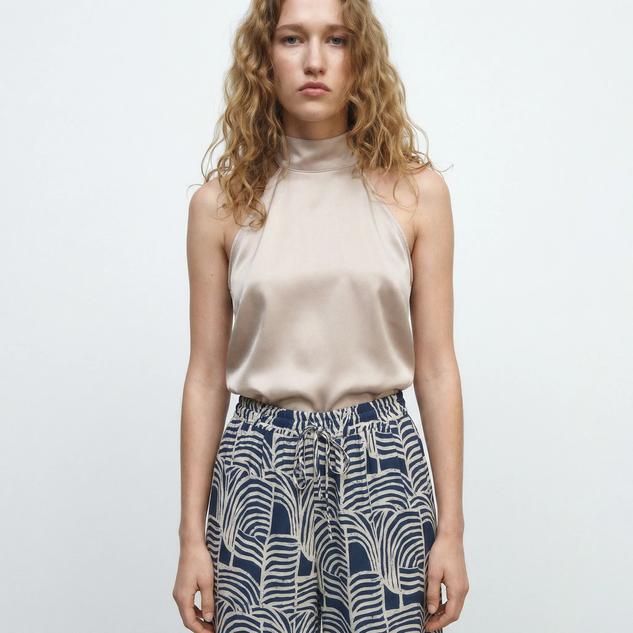 Top scollo all'americana morbido - Beige champagne - Image 3