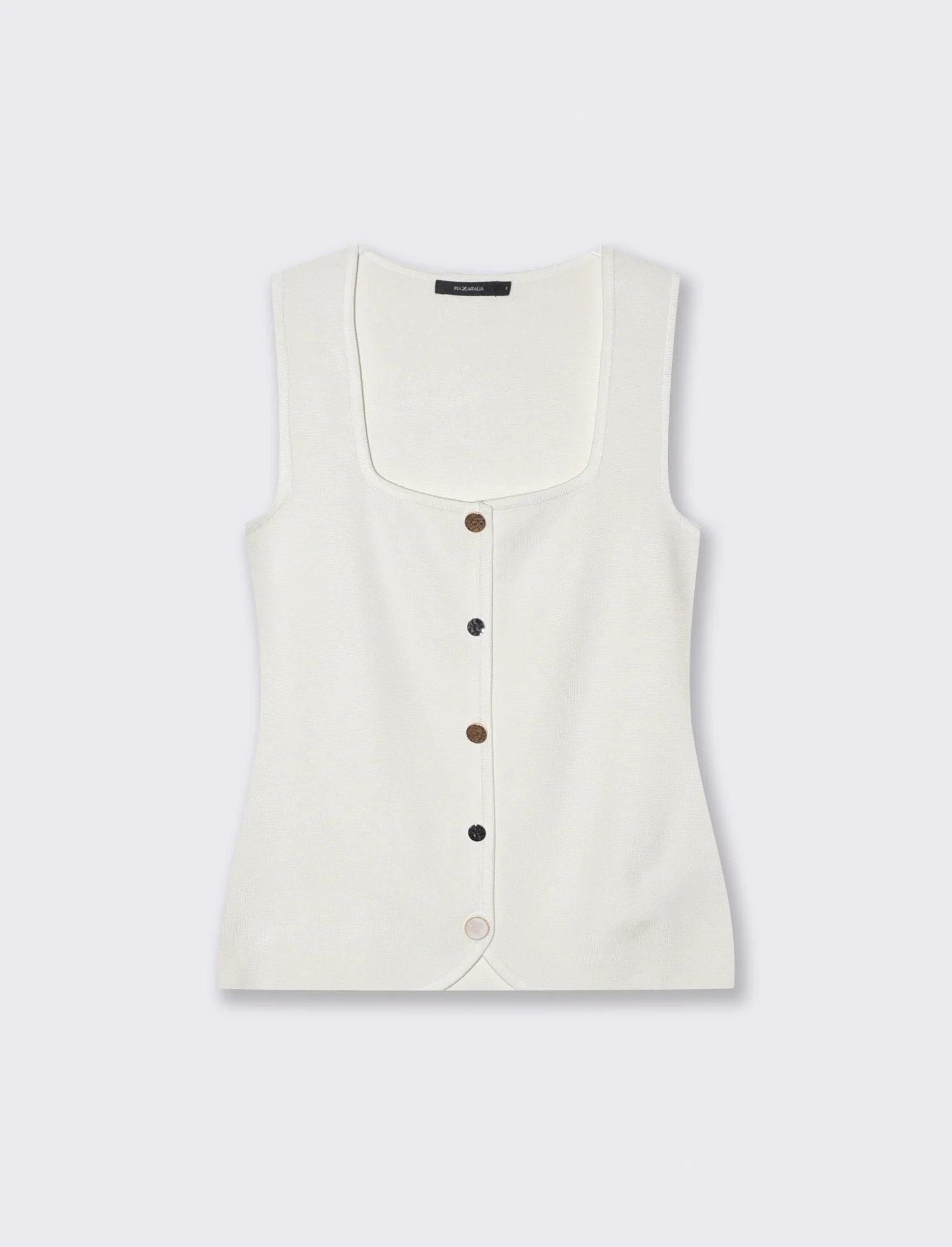 Top scollo quadrato  5 bottoni - Bianco latte