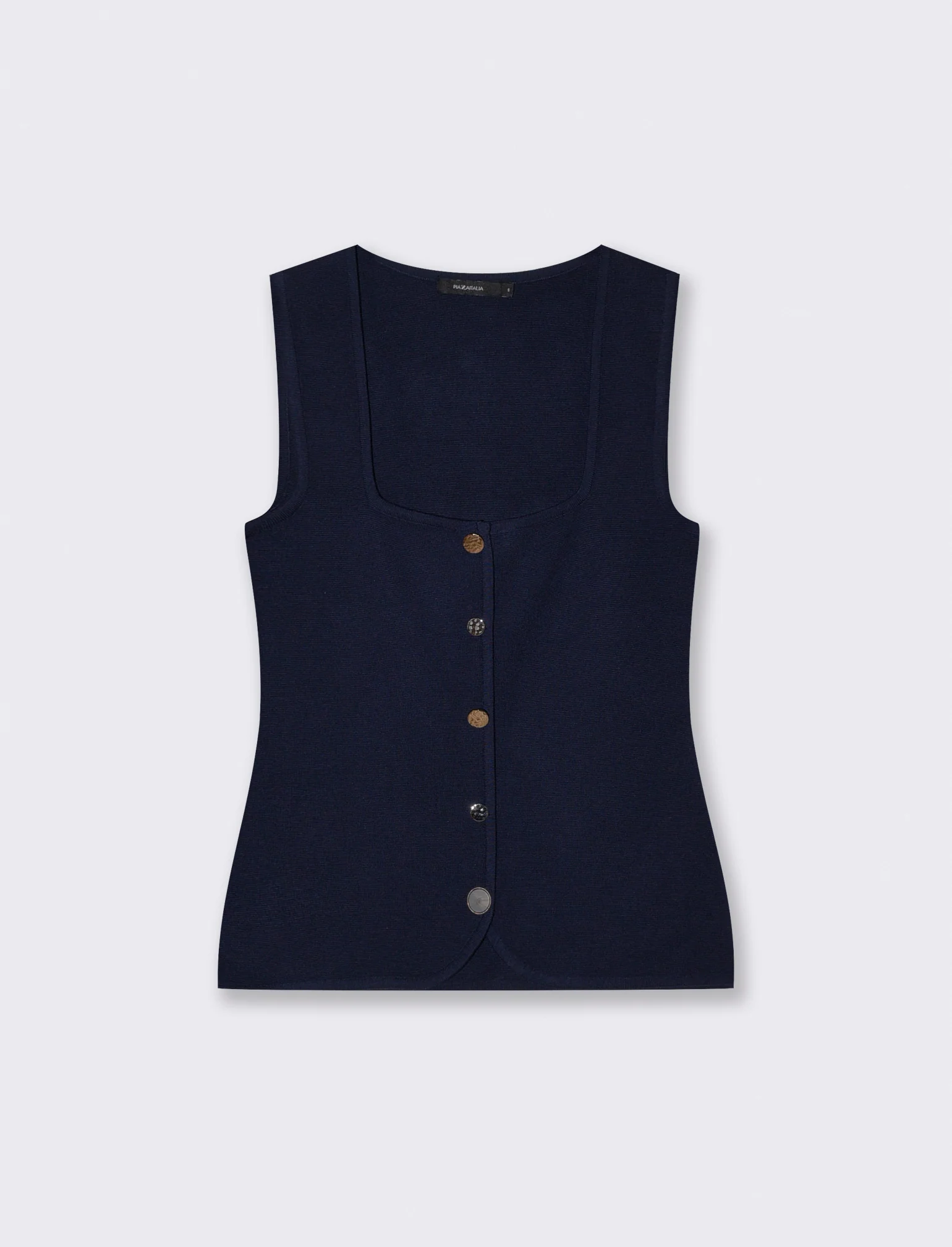 Top scollo quadrato  5 bottoni - Blu