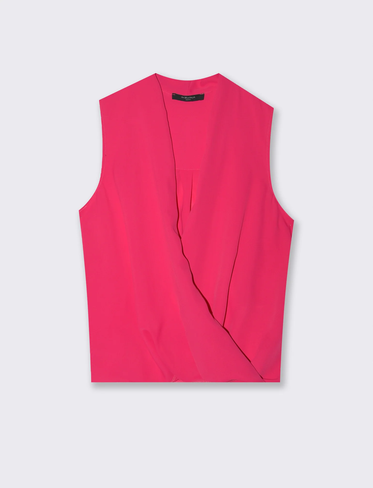 Top smanicato con scollo a V - Fuxia