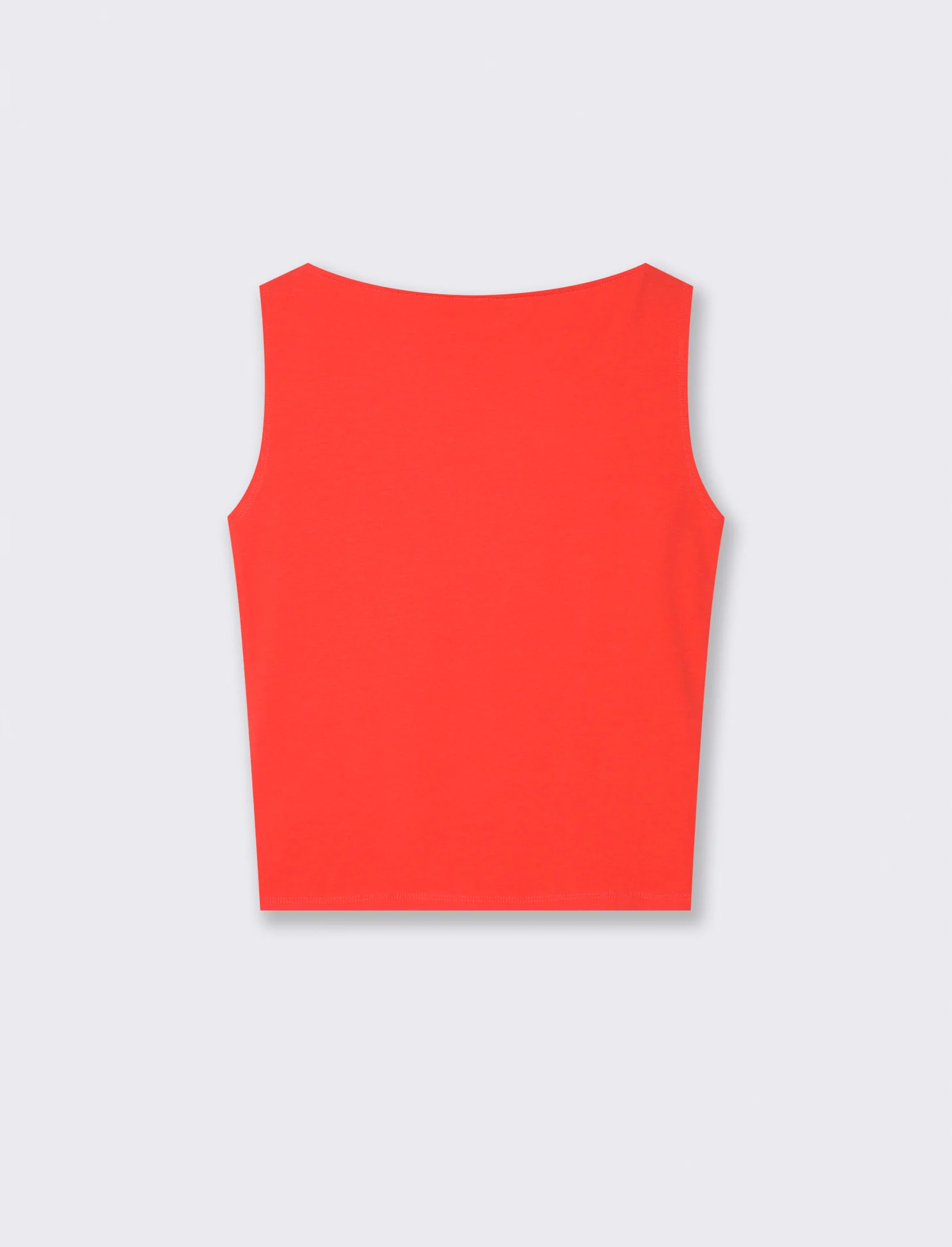 Top smanicato in cotone con scollo barca - Corallo - Image 2