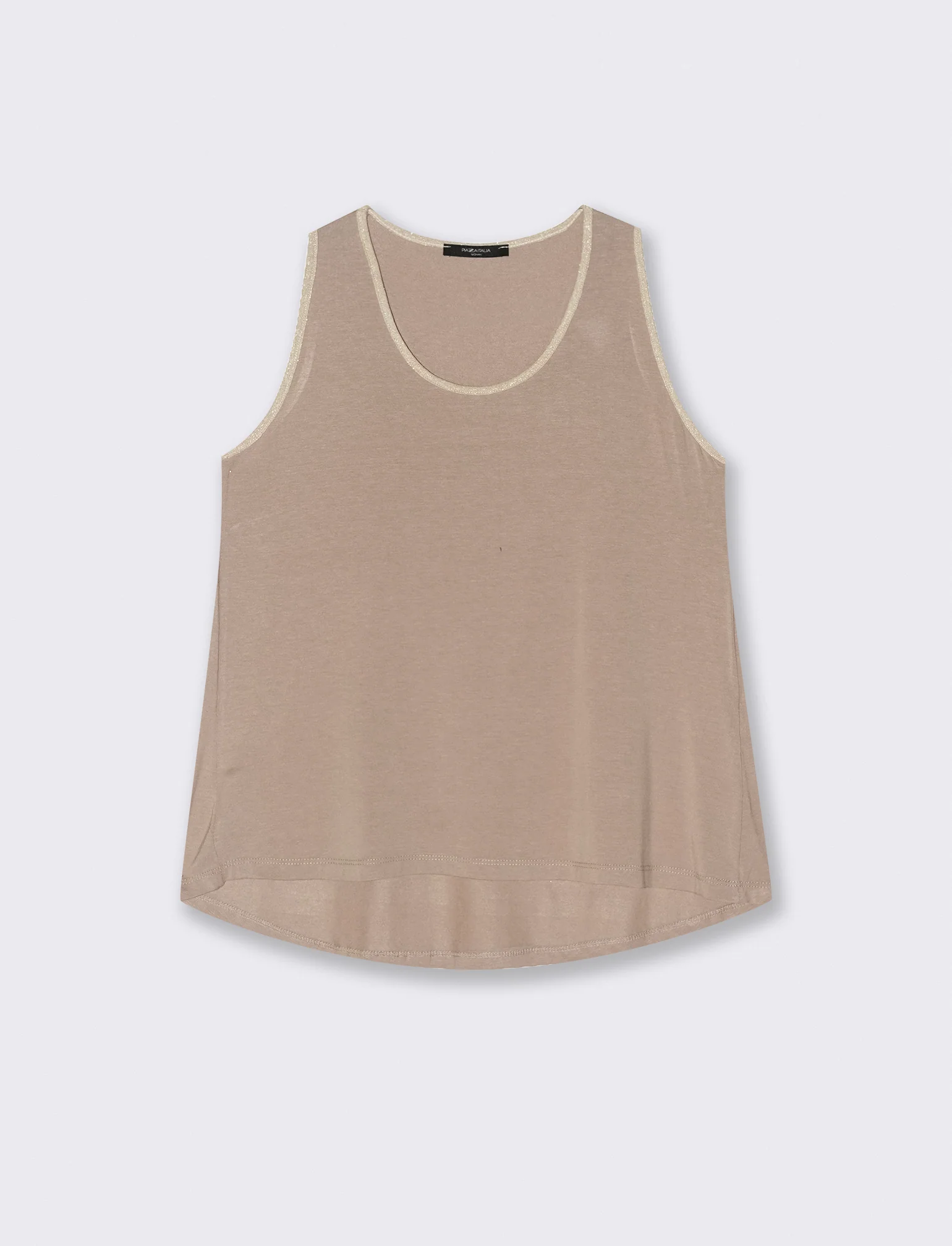 TOP VISCOSA CON DETTAGLI A CONTRASTO LUREX - Beige - Image 3