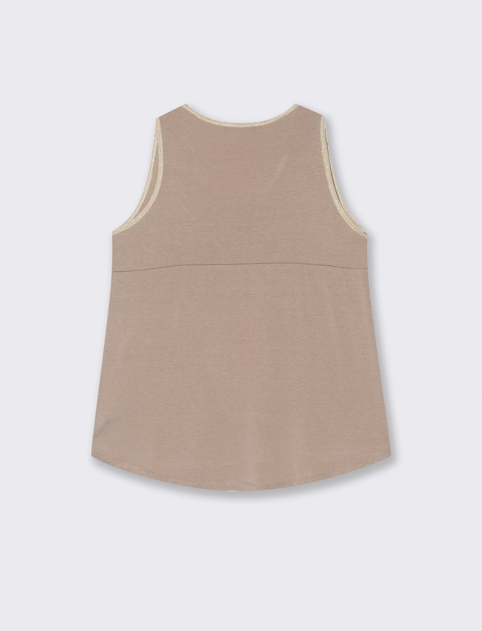 TOP VISCOSA CON DETTAGLI A CONTRASTO LUREX - Beige - Image 4