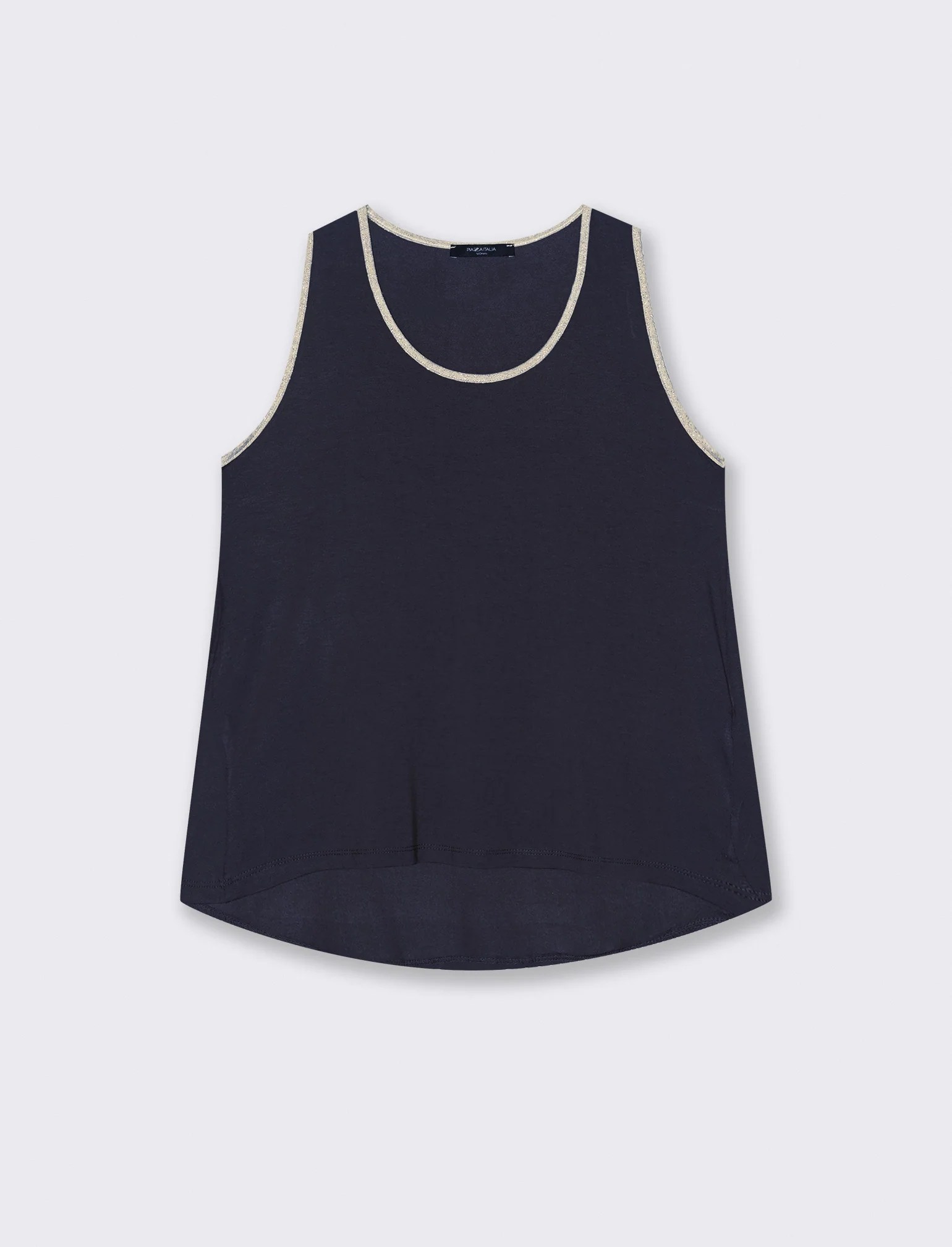 TOP VISCOSA CON DETTAGLI A CONTRASTO LUREX - Blu - Image 3