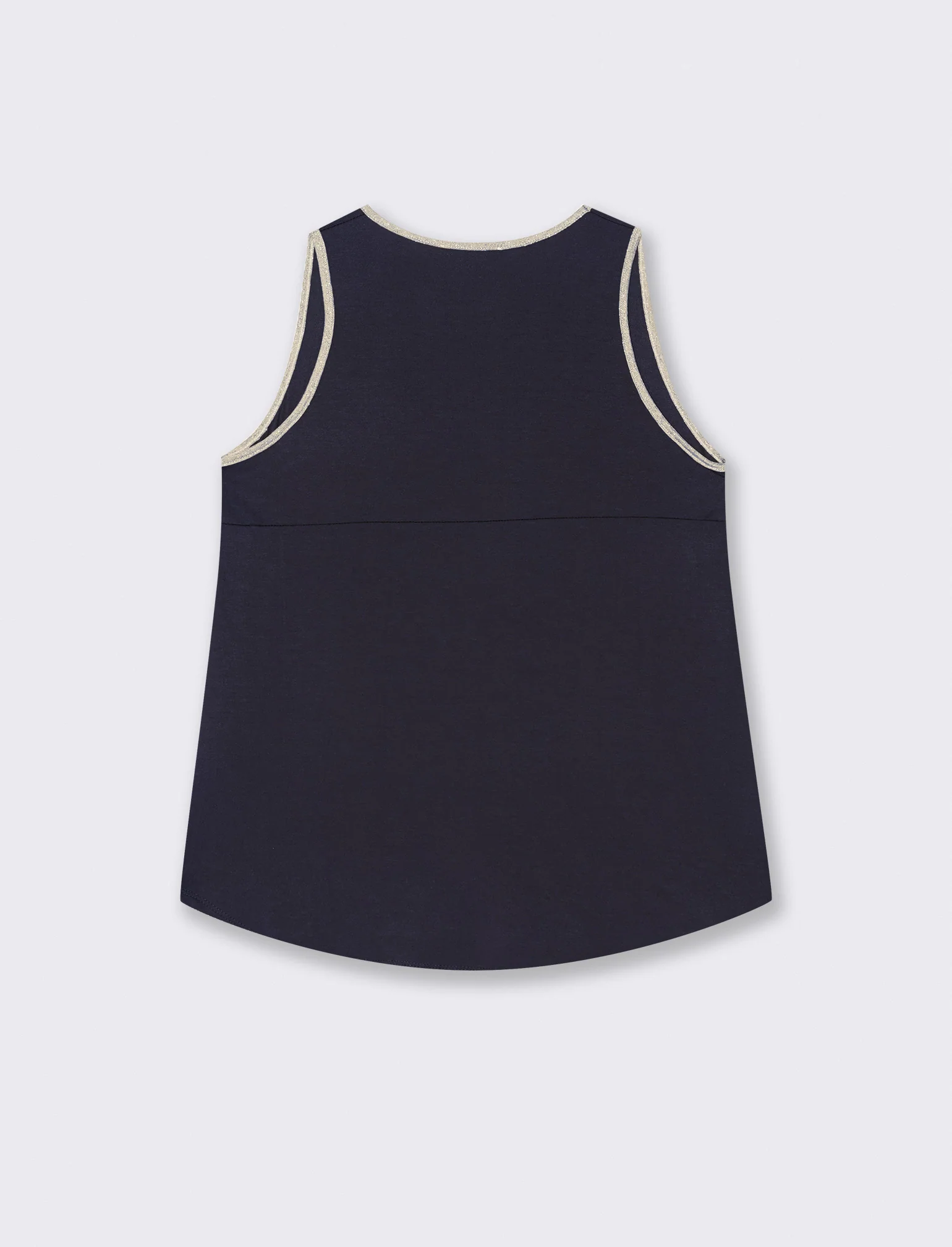 TOP VISCOSA CON DETTAGLI A CONTRASTO LUREX - Blu - Image 4