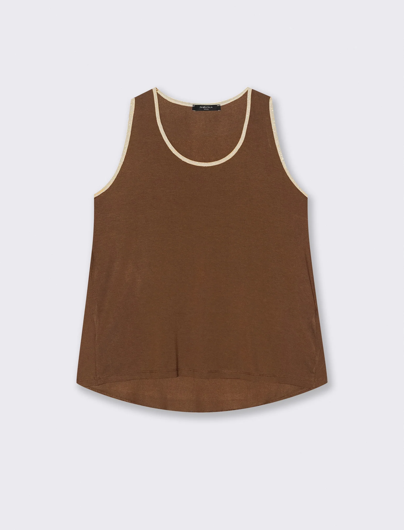 TOP VISCOSA CON DETTAGLI A CONTRASTO LUREX - Marrone tabacco - Image 3