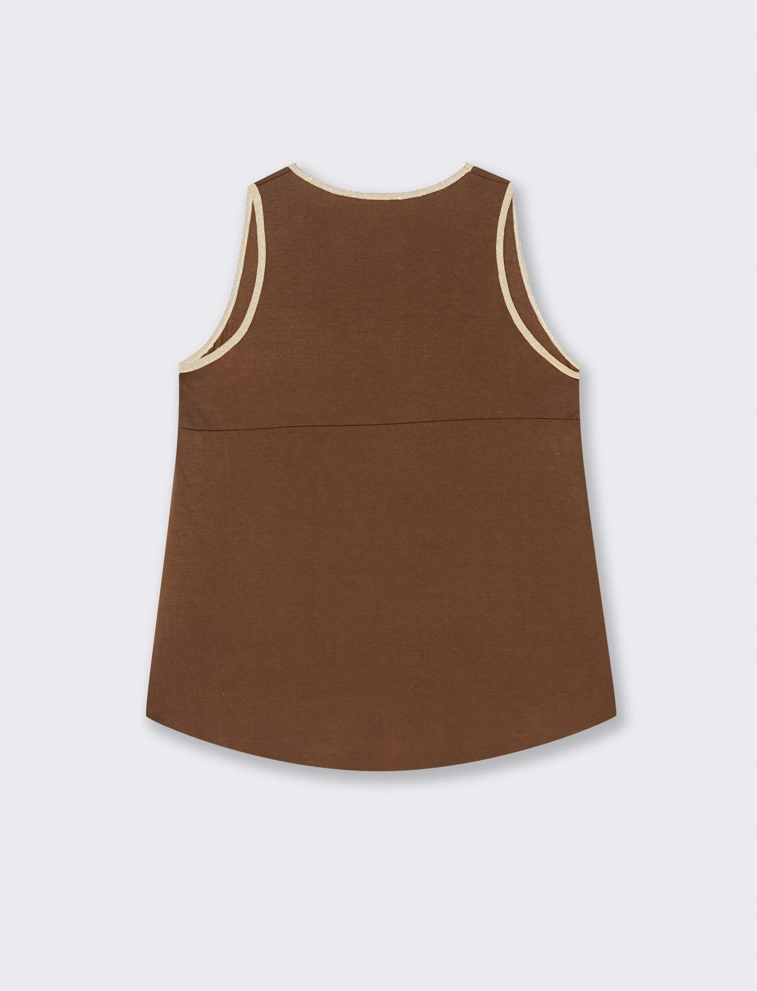 TOP VISCOSA CON DETTAGLI A CONTRASTO LUREX - Marrone tabacco - Image 4