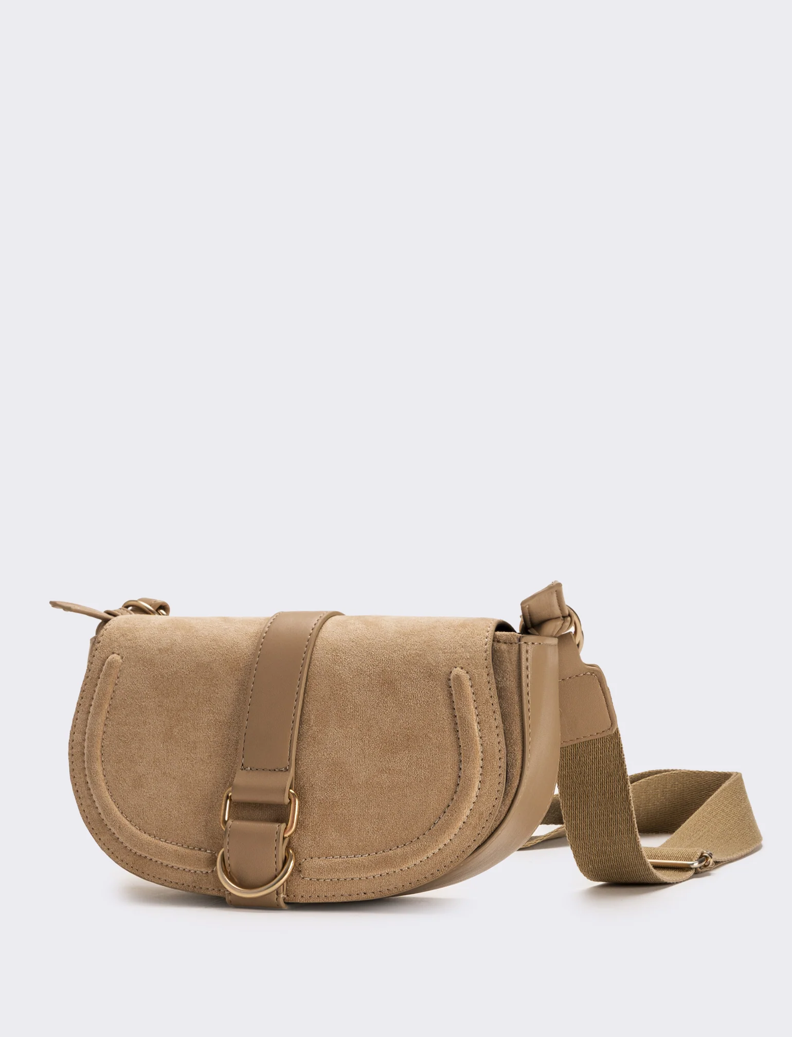 Tracolla in suede con patta donna - Beige - Image 2