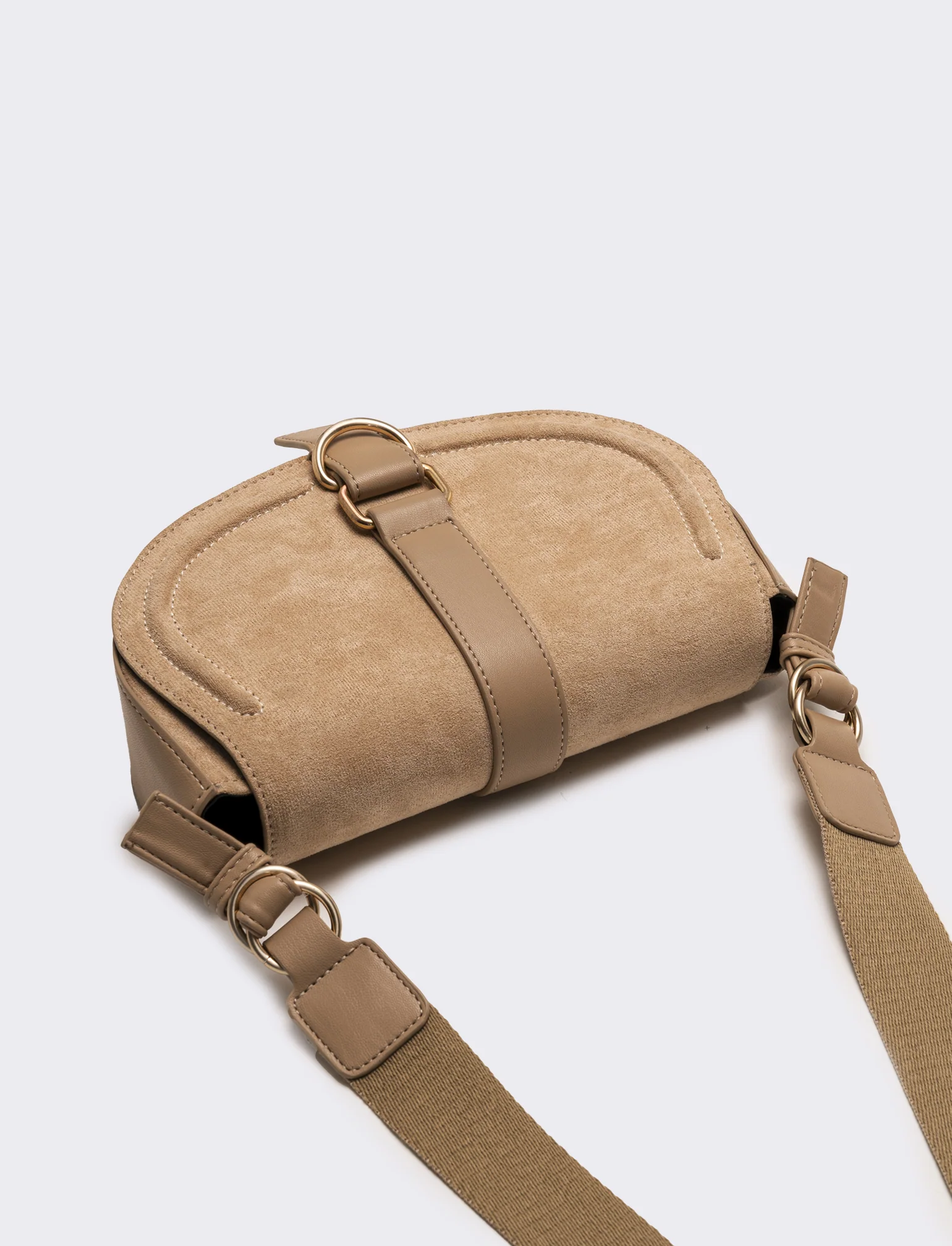 Tracolla in suede con patta donna - Beige - Image 3
