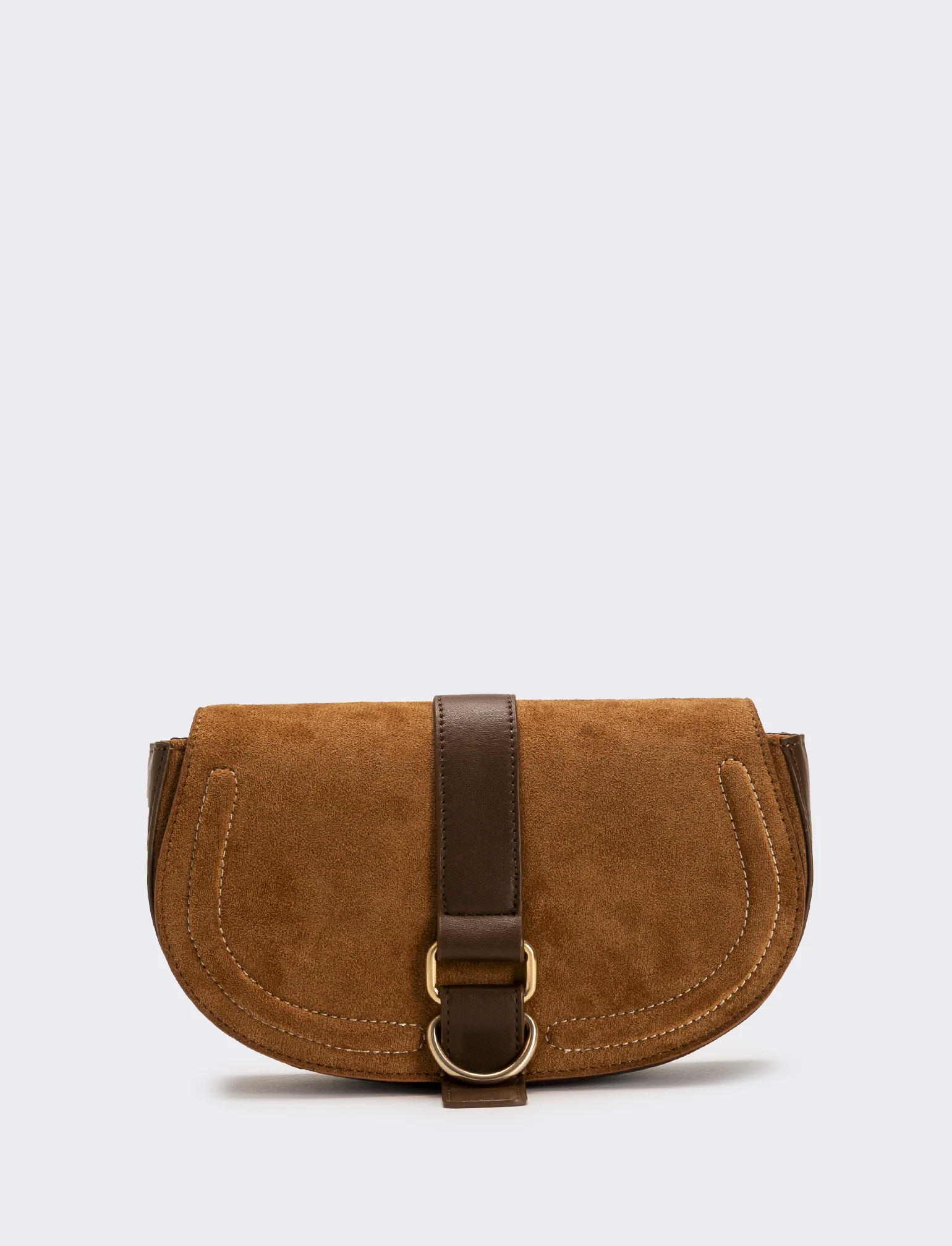 Tracolla in suede con patta donna - Moro - Image 2
