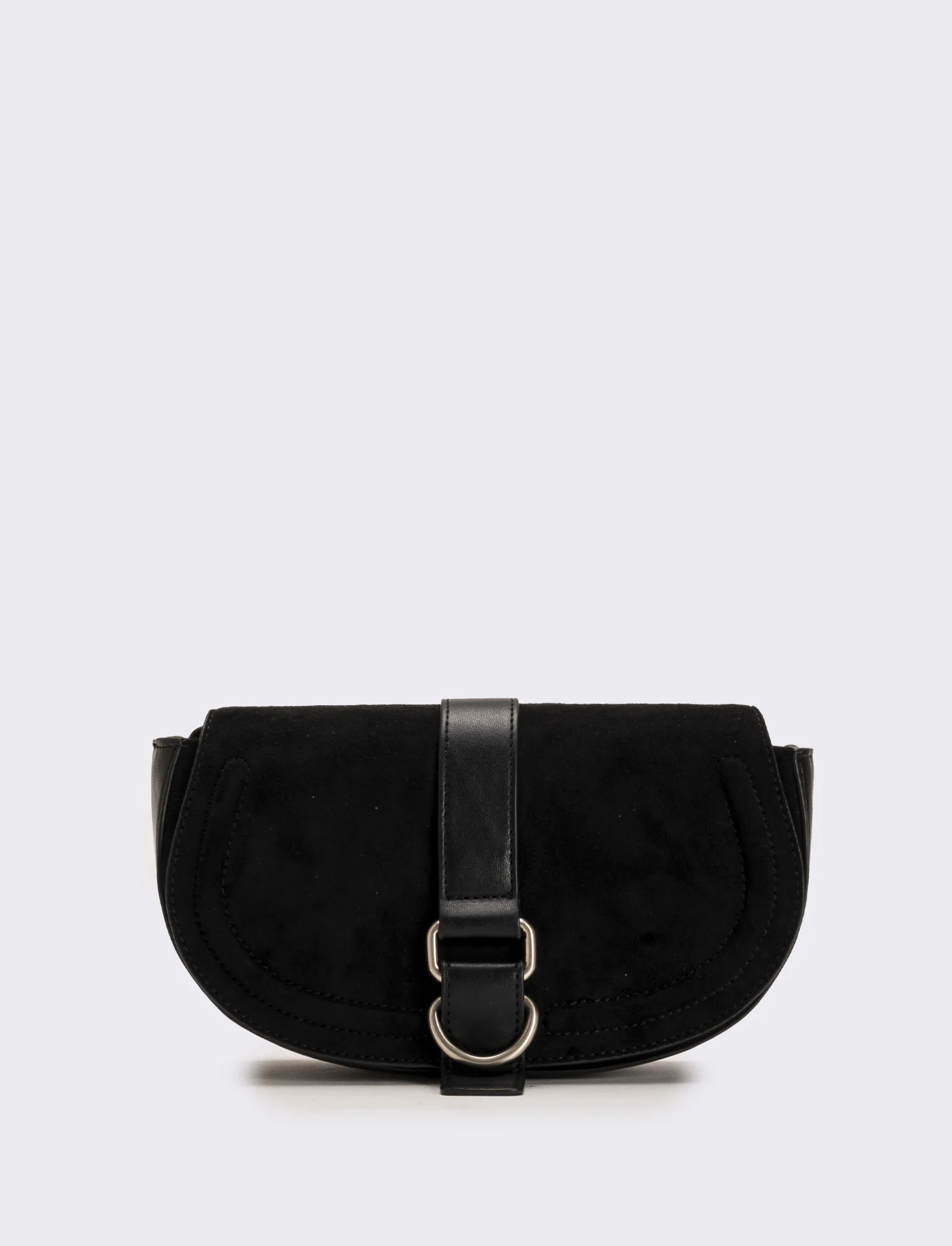 Tracolla in suede con patta donna - Nero - Image 3