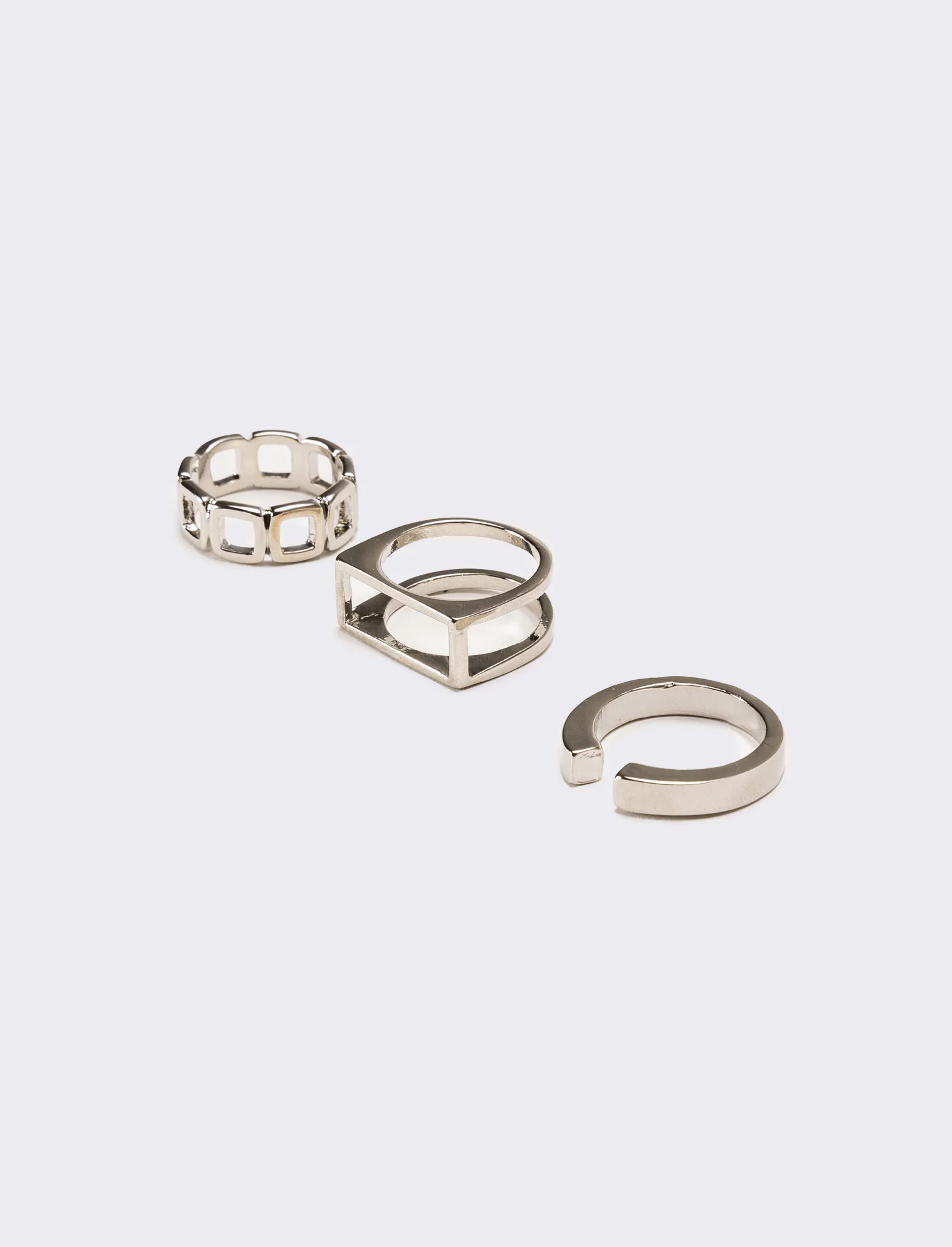 Tre pezzi anelli uomo card - Argento - Image 3
