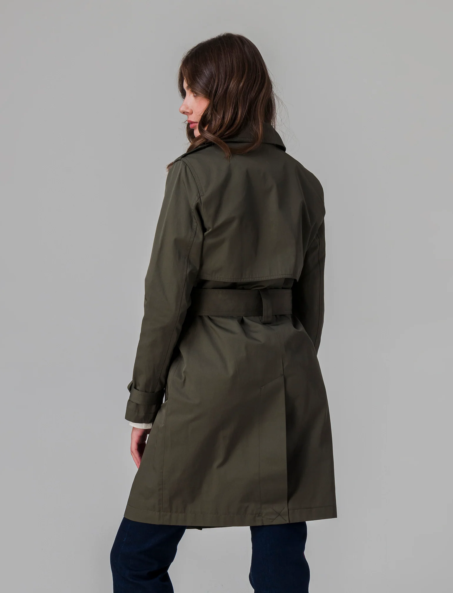 Trench con cintura da donna - Verde militare