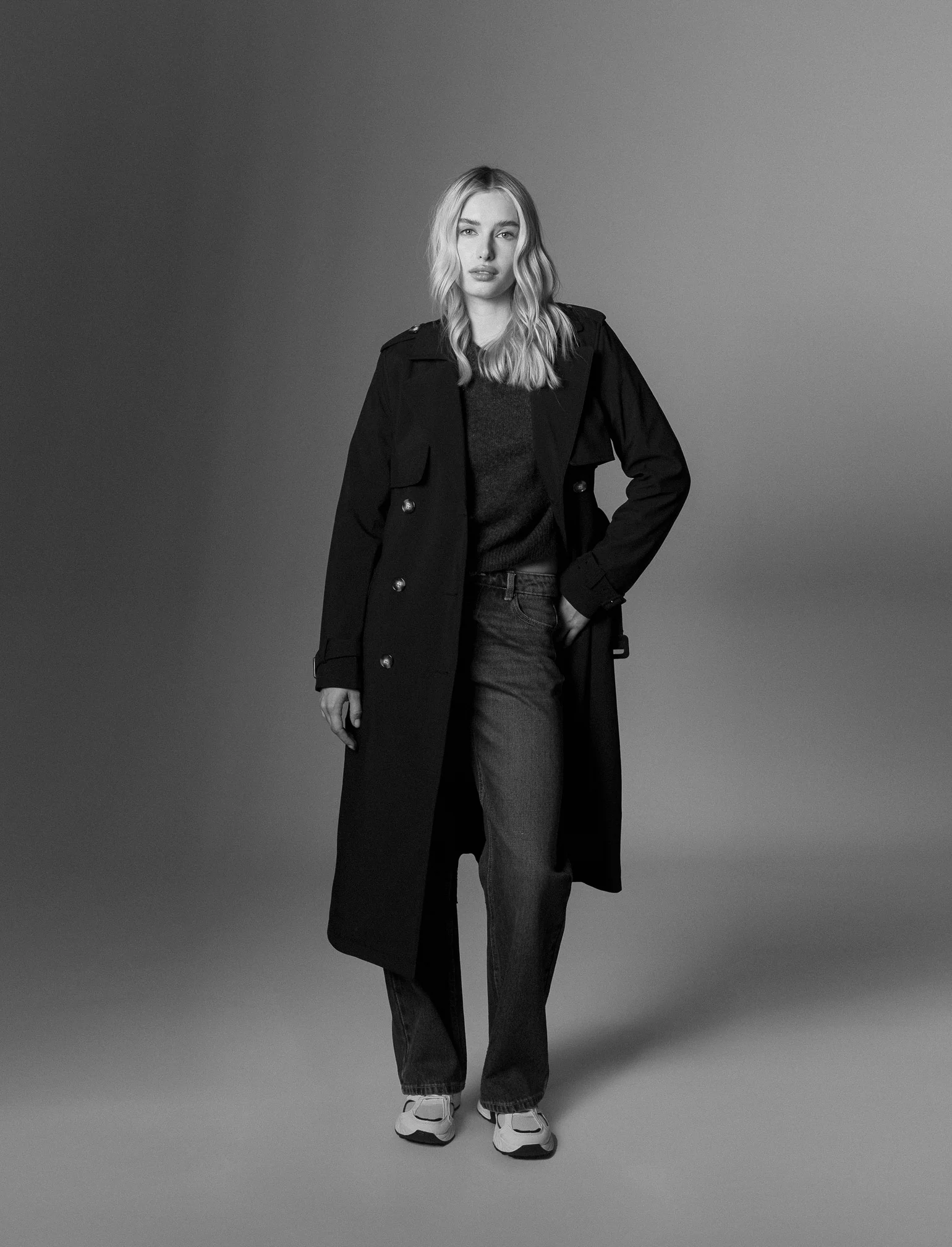 TRENCH CON CINTURA - Nero - Image 2