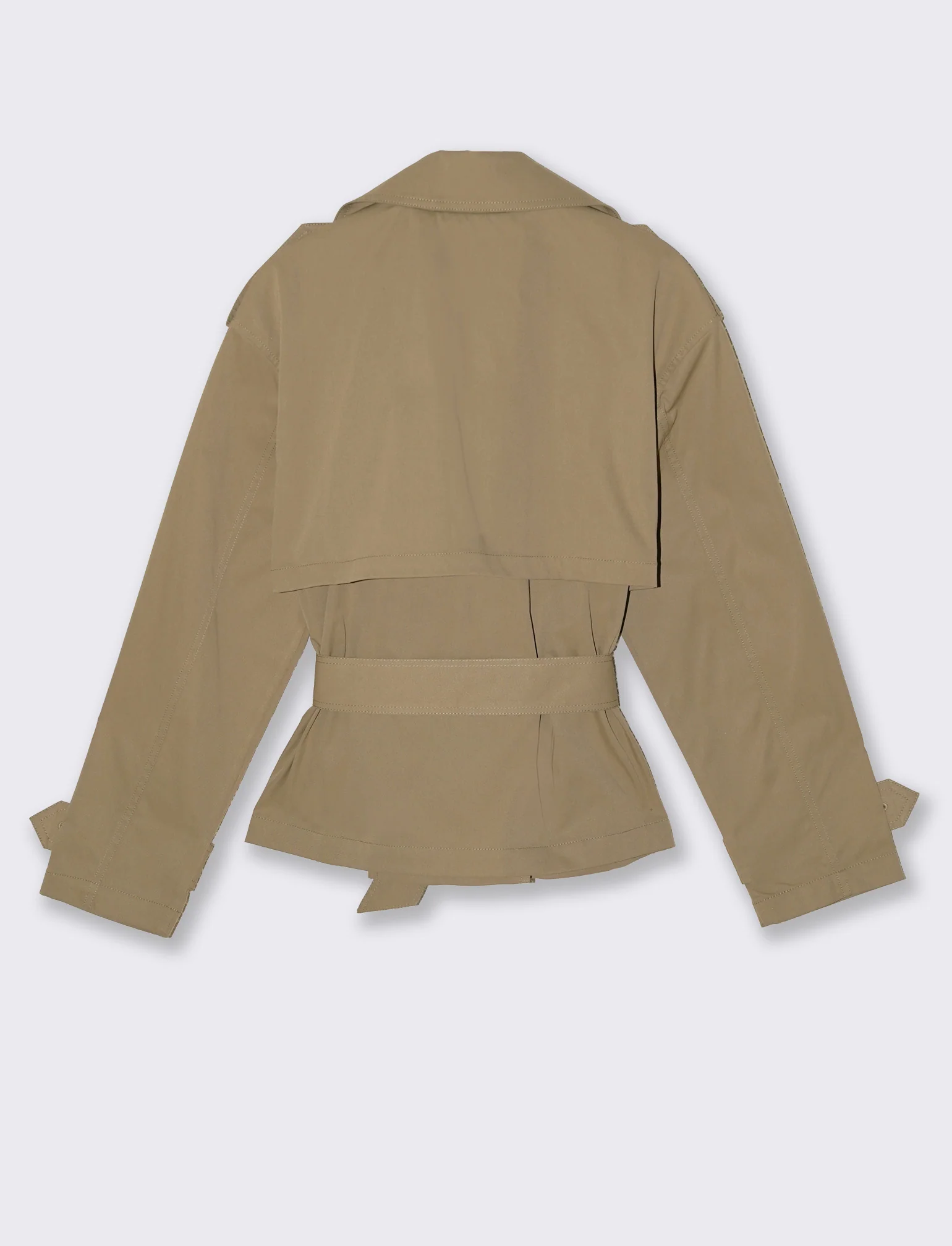 Trench Corto Doppiopetto con Cintura - Beige fieno - Image 2