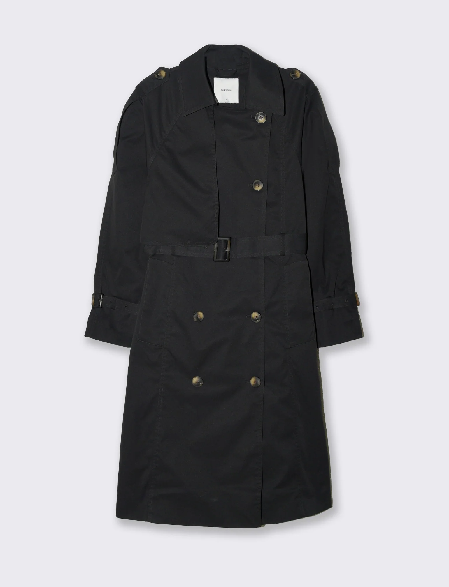 Trench doppio petto da donna - Nero - Image 4
