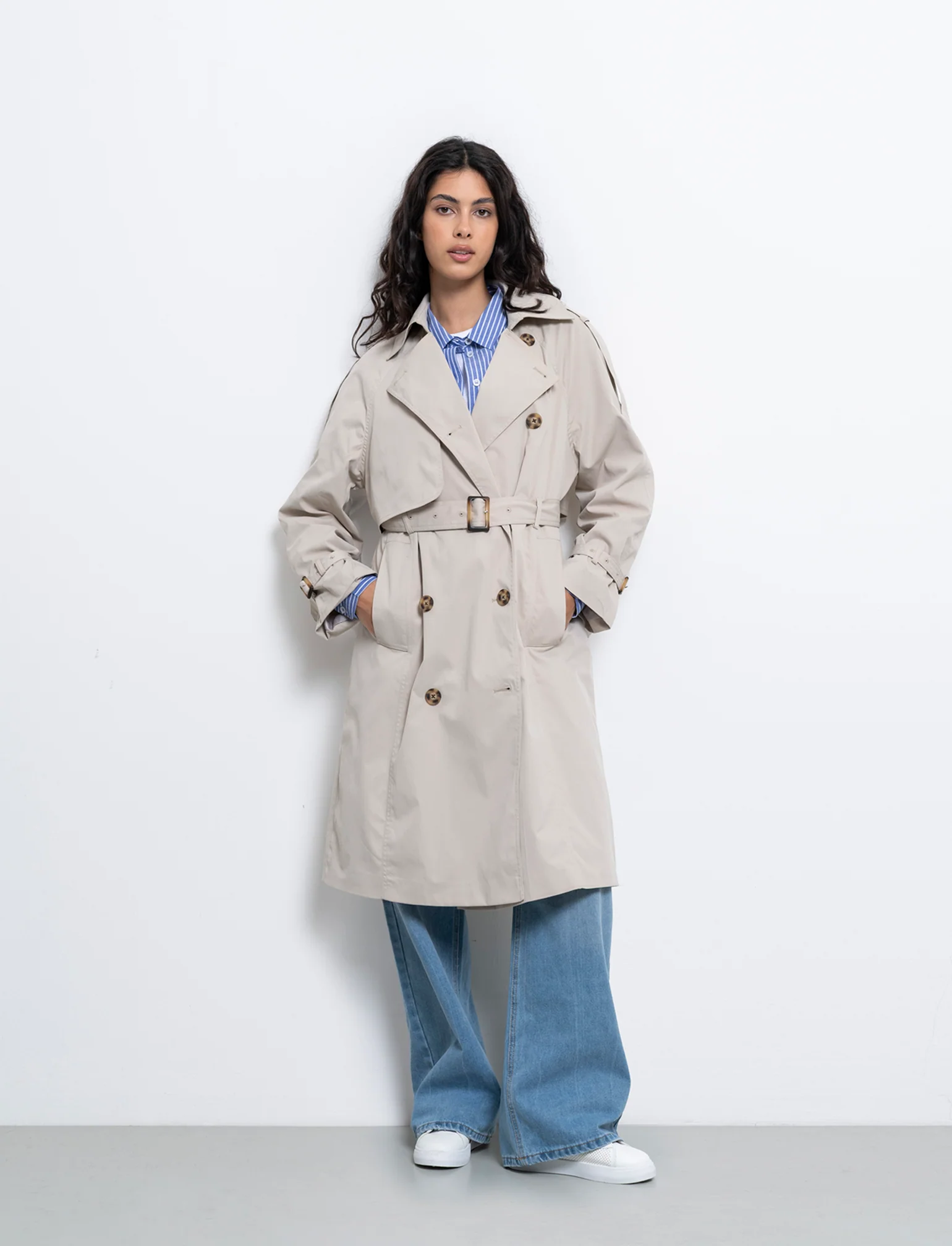 Trench doppio petto da donna - Sabbia