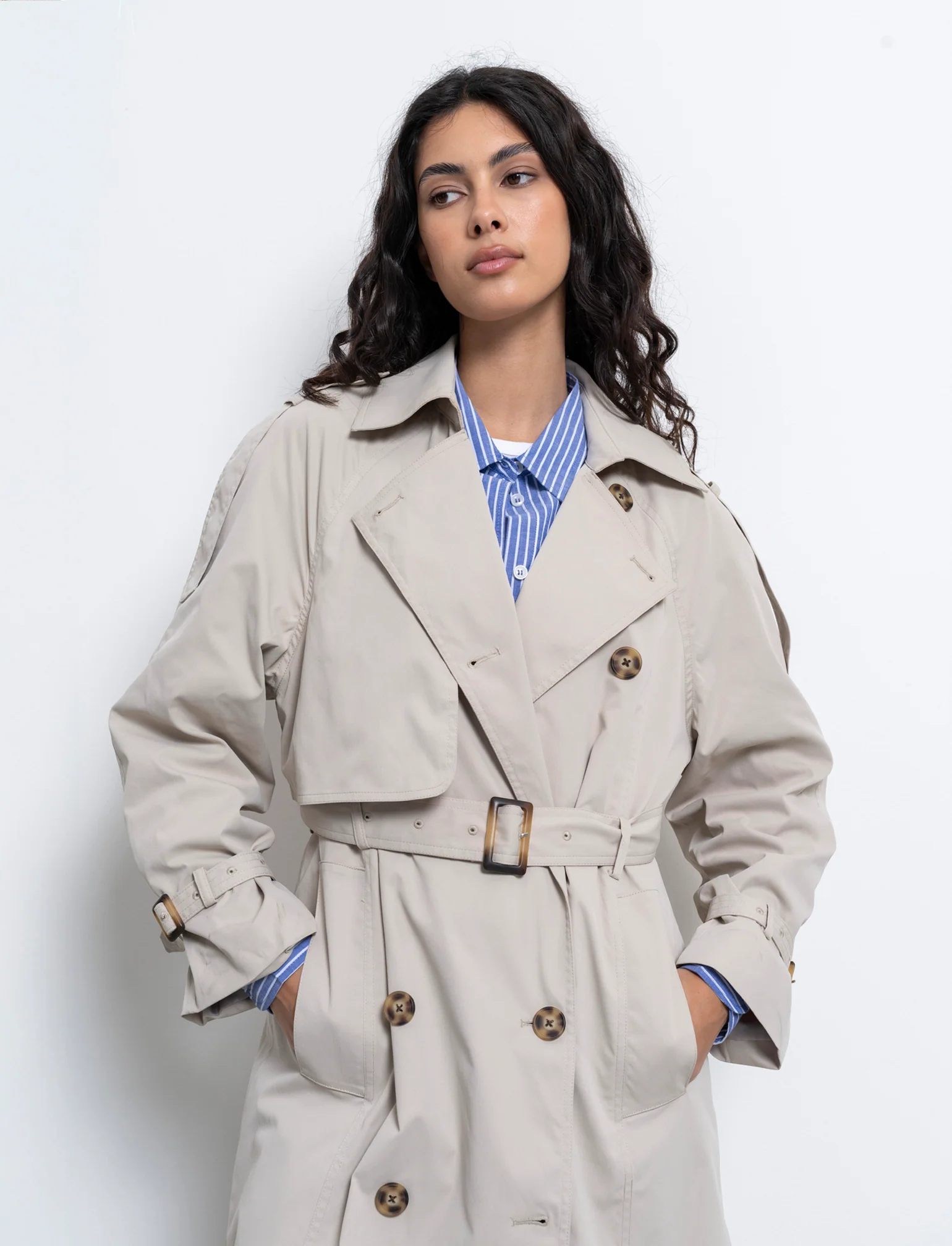 Trench doppio petto da donna - Sabbia - Image 3