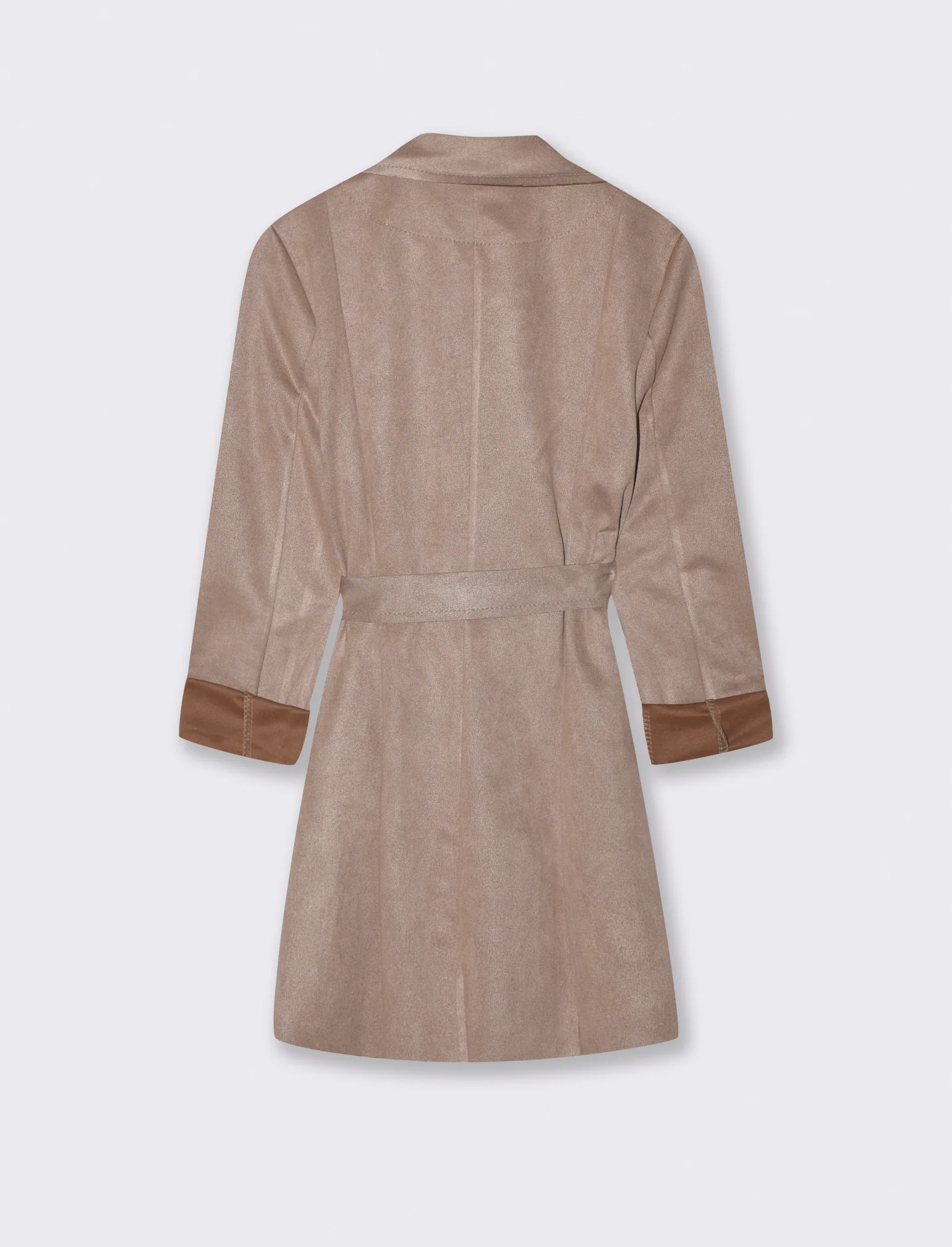 Trench in tessuto suede - Grigio fango - Image 2