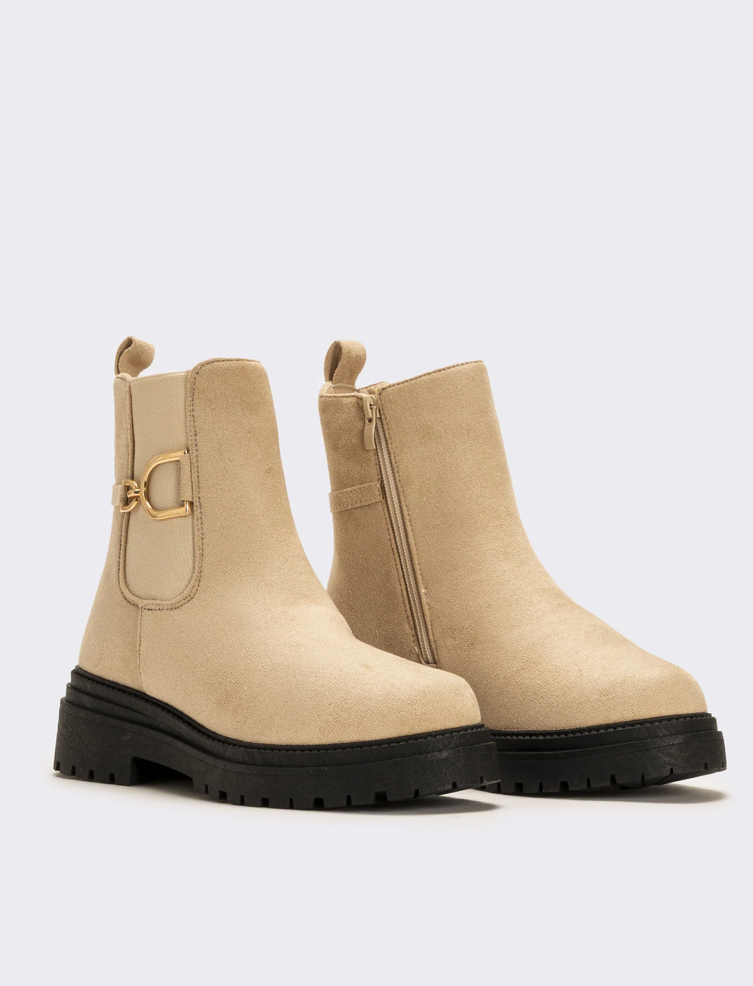 Tronchetto con decorazione metallica da donna - Beige - Image 3