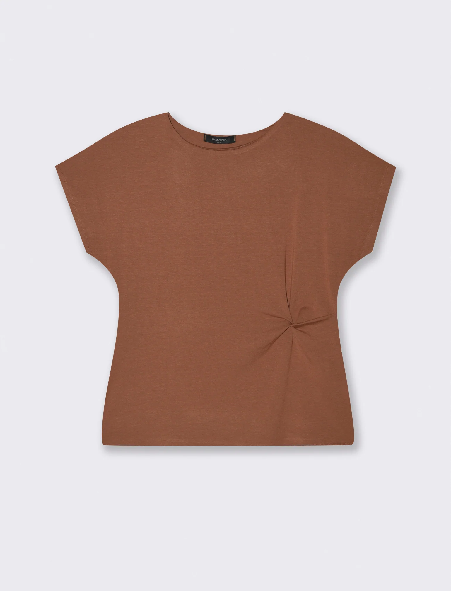 Tshirt con nodo in viscosa - Marrone tabacco - Image 3