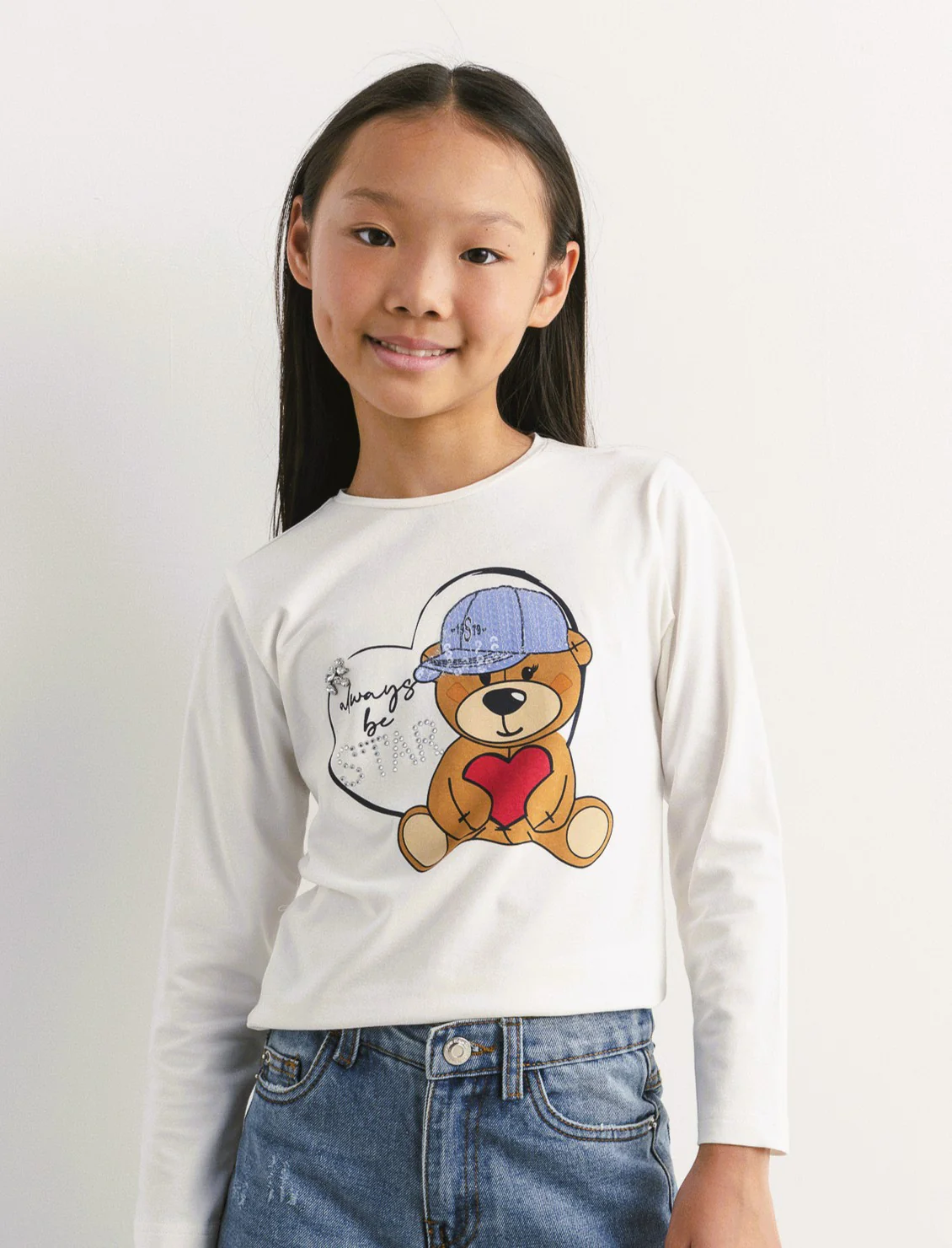 Tshirt da bambina orso - Bianco sporco - Image 2