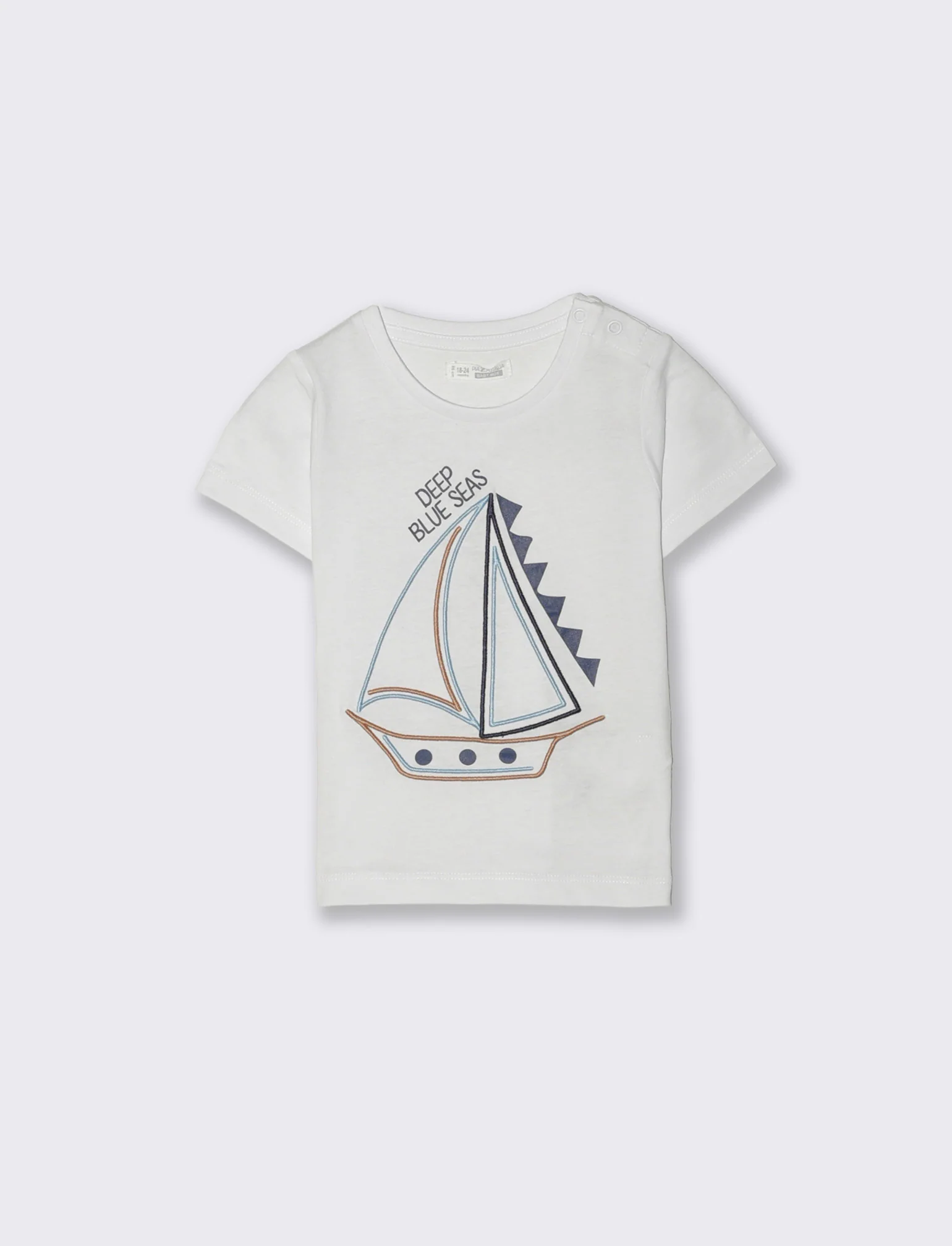 Tshirt girocollo con ricamo colorato - Bianco