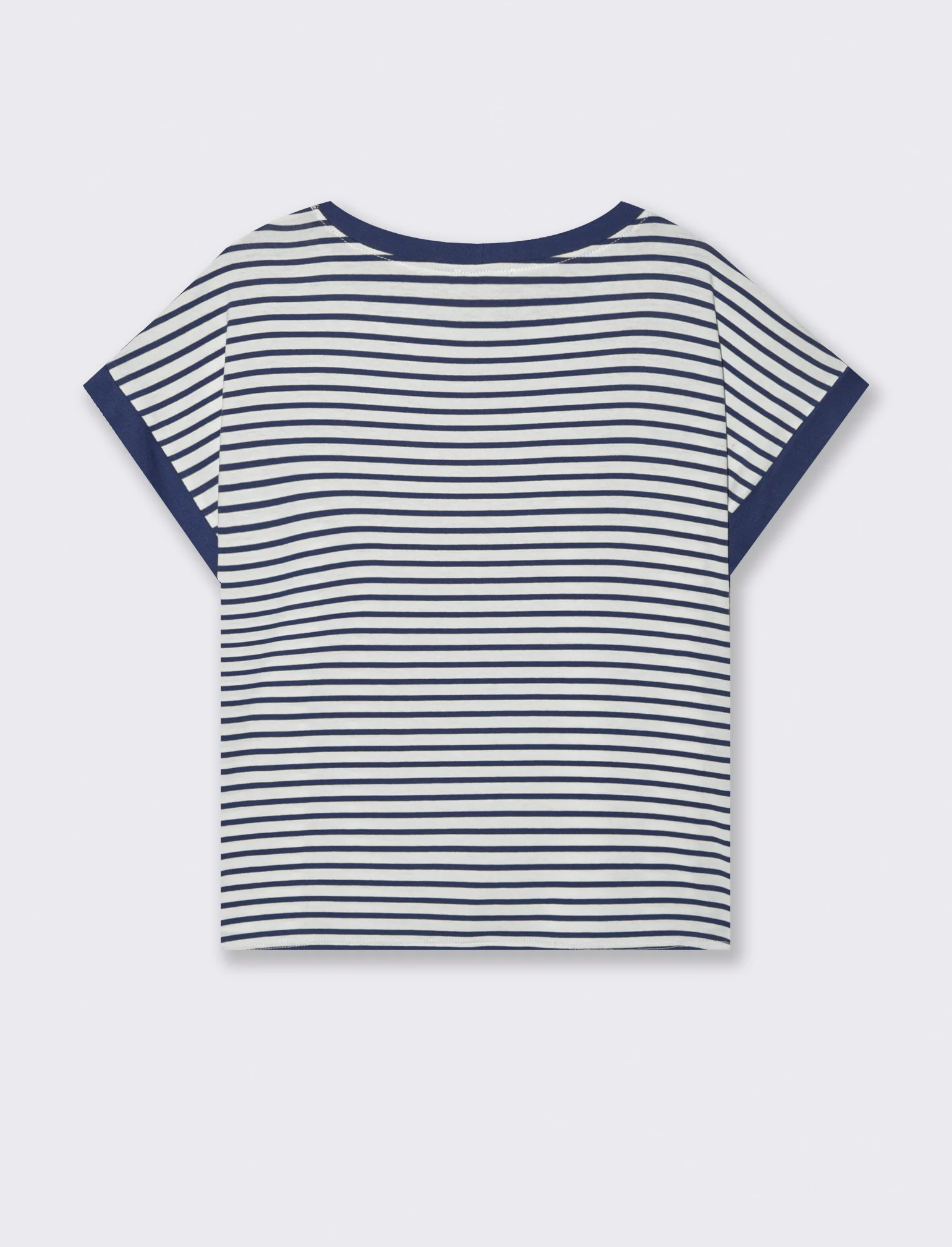 tshirt in viscosa rigata - Bianco-blu - Image 4