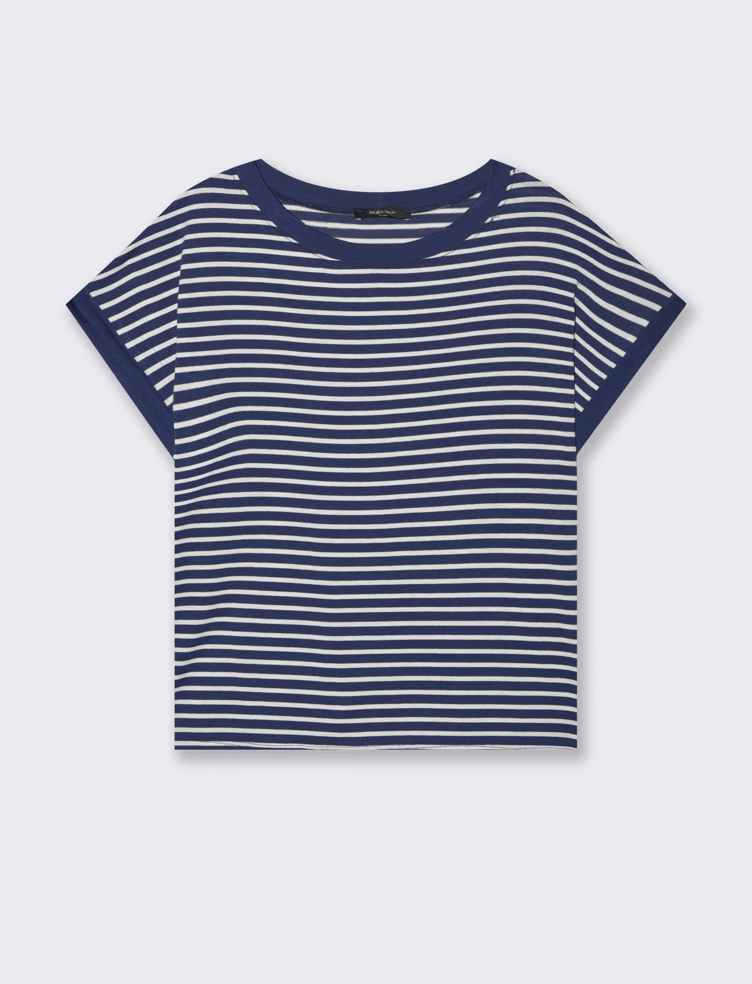 tshirt in viscosa rigata - blu bianco - Image 2
