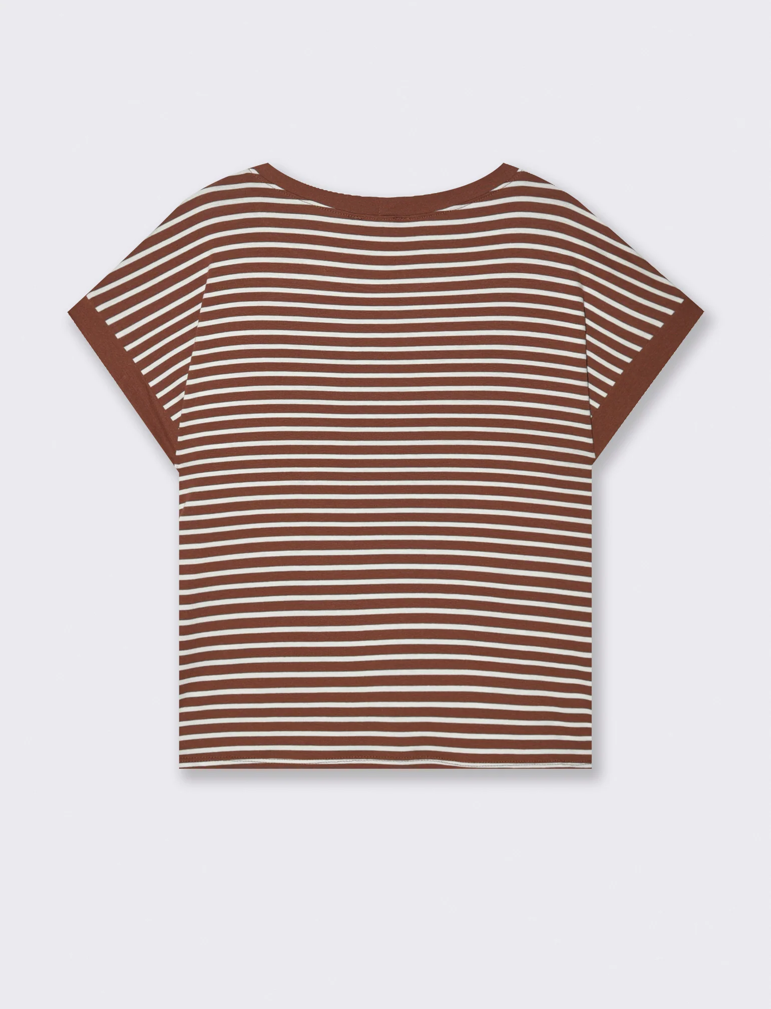tshirt in viscosa rigata - Marrone - Image 4