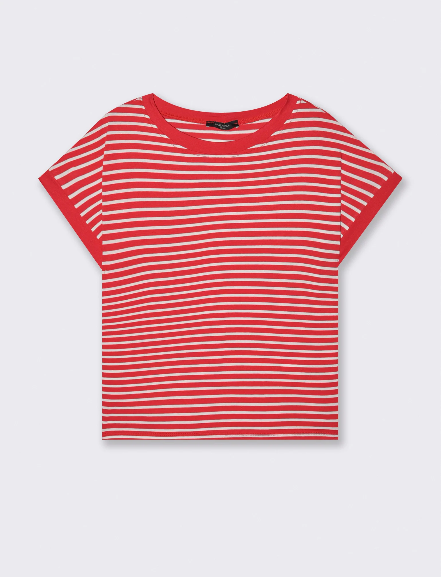 tshirt in viscosa rigata - Rosso-bianco - Image 3